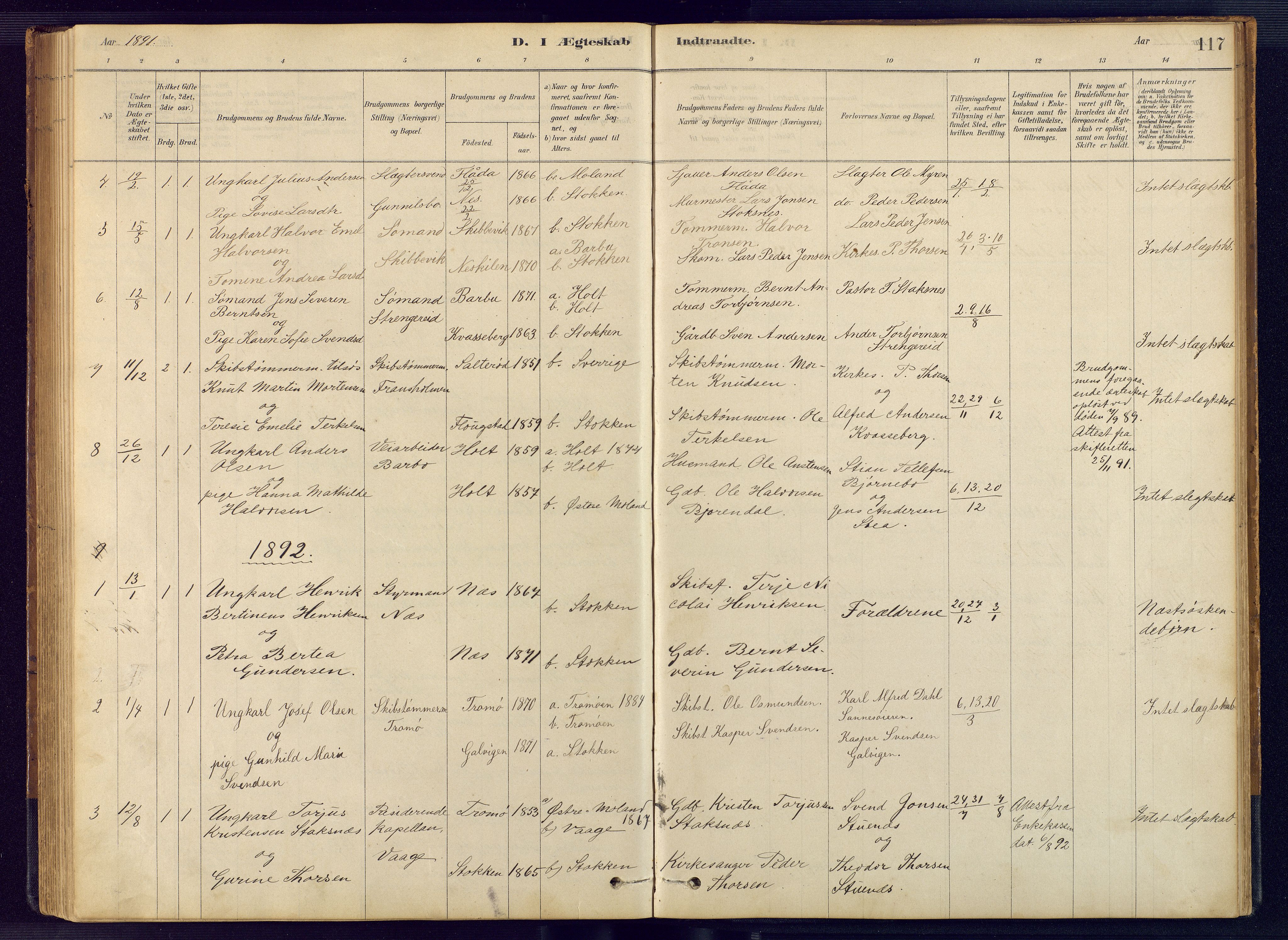 Austre Moland sokneprestkontor, AV/SAK-1111-0001/F/Fb/Fbb/L0001: Klokkerbok nr. B 1, 1878-1904, s. 117