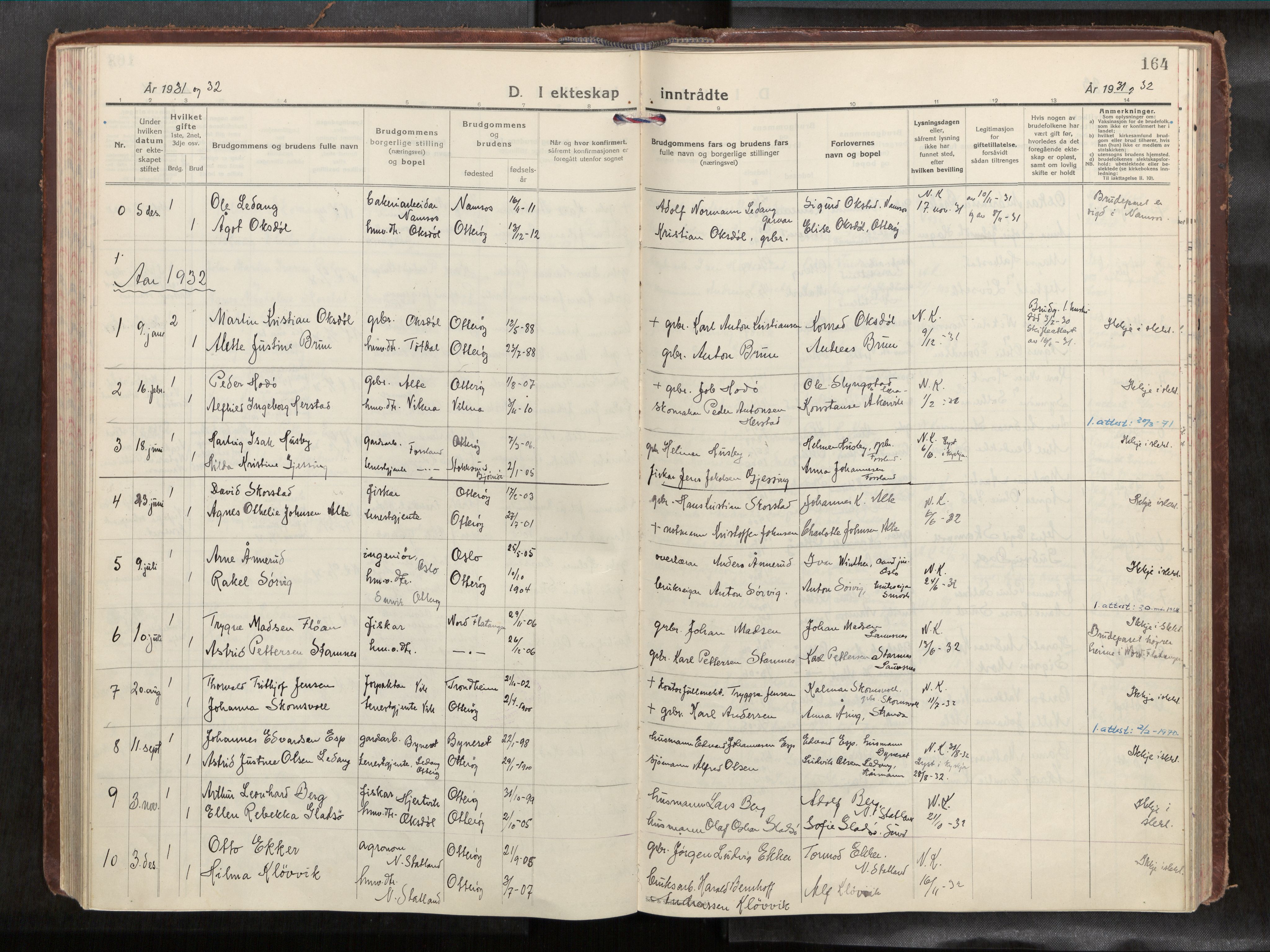 Ministerialprotokoller, klokkerbøker og fødselsregistre - Nord-Trøndelag, AV/SAT-A-1458/774/L0629a: Ministerialbok nr. 774A04, 1927-1945, s. 164