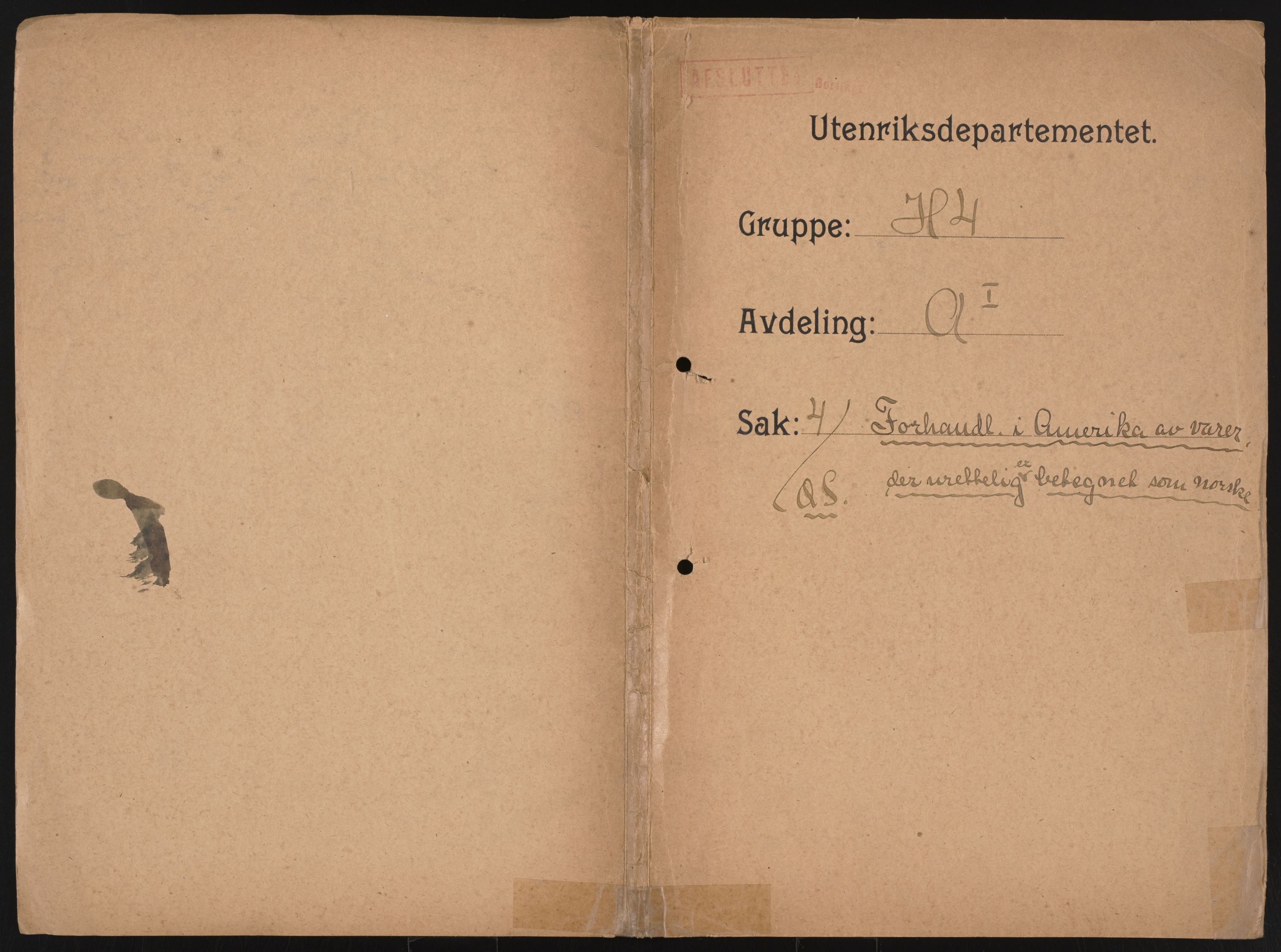 Utenriksdepartementet, AV/RA-S-2259, 1846-1939, s. 1