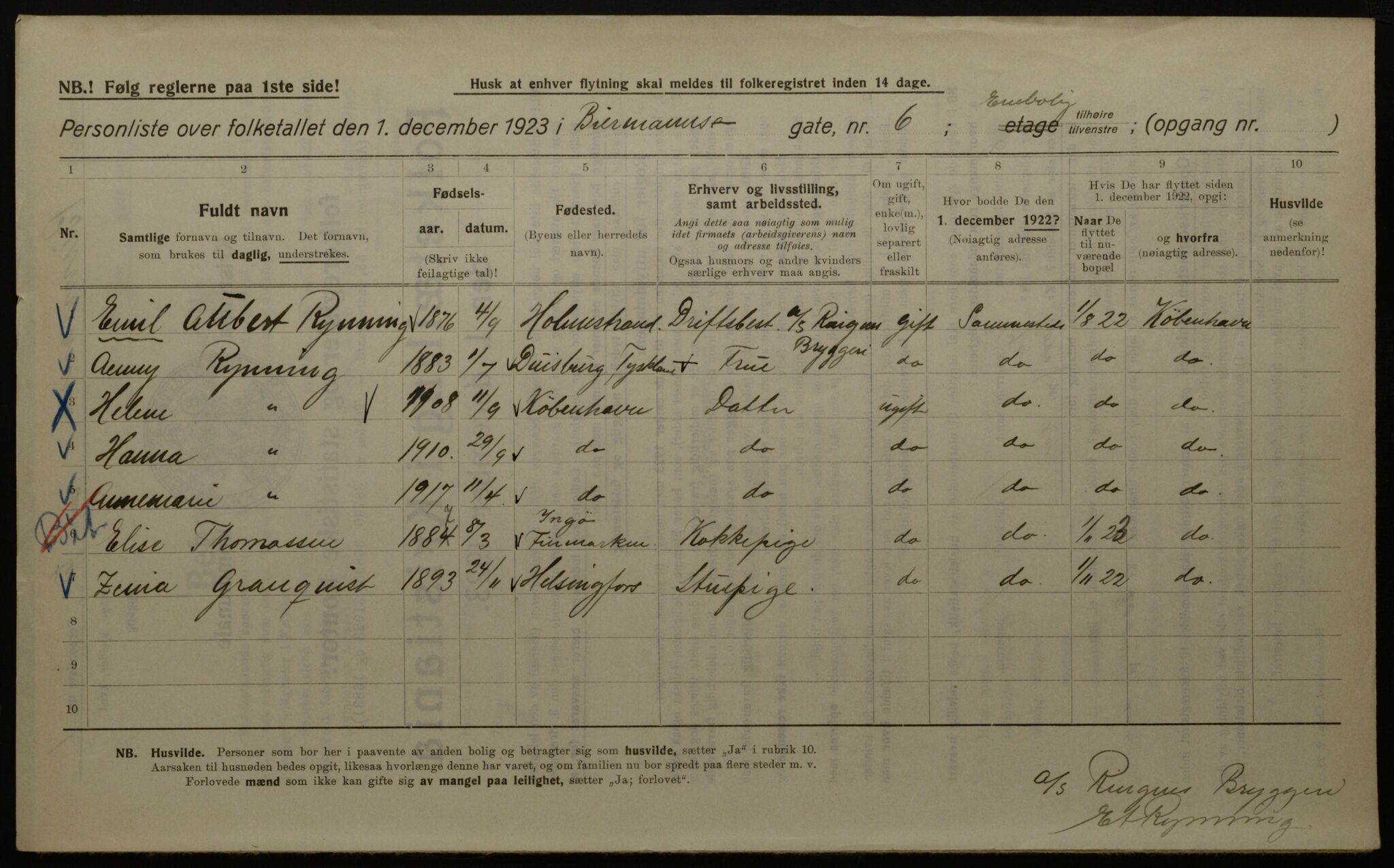 OBA, Kommunal folketelling 1.12.1923 for Kristiania, 1923, s. 5816