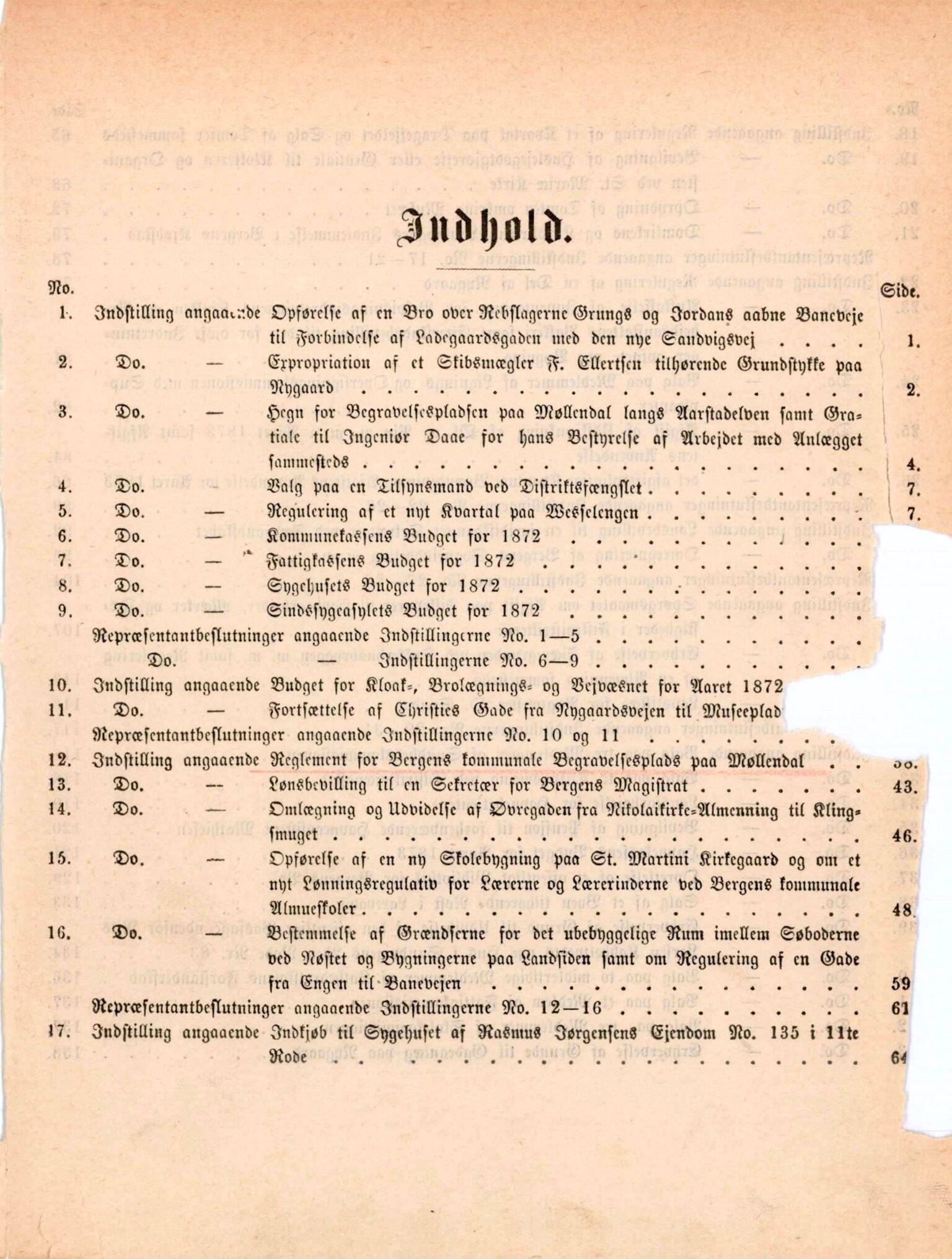 Bergen kommune. Formannskapet, BBA/A-0003/Ad/L0027: Bergens Kommuneforhandlinger, 1872