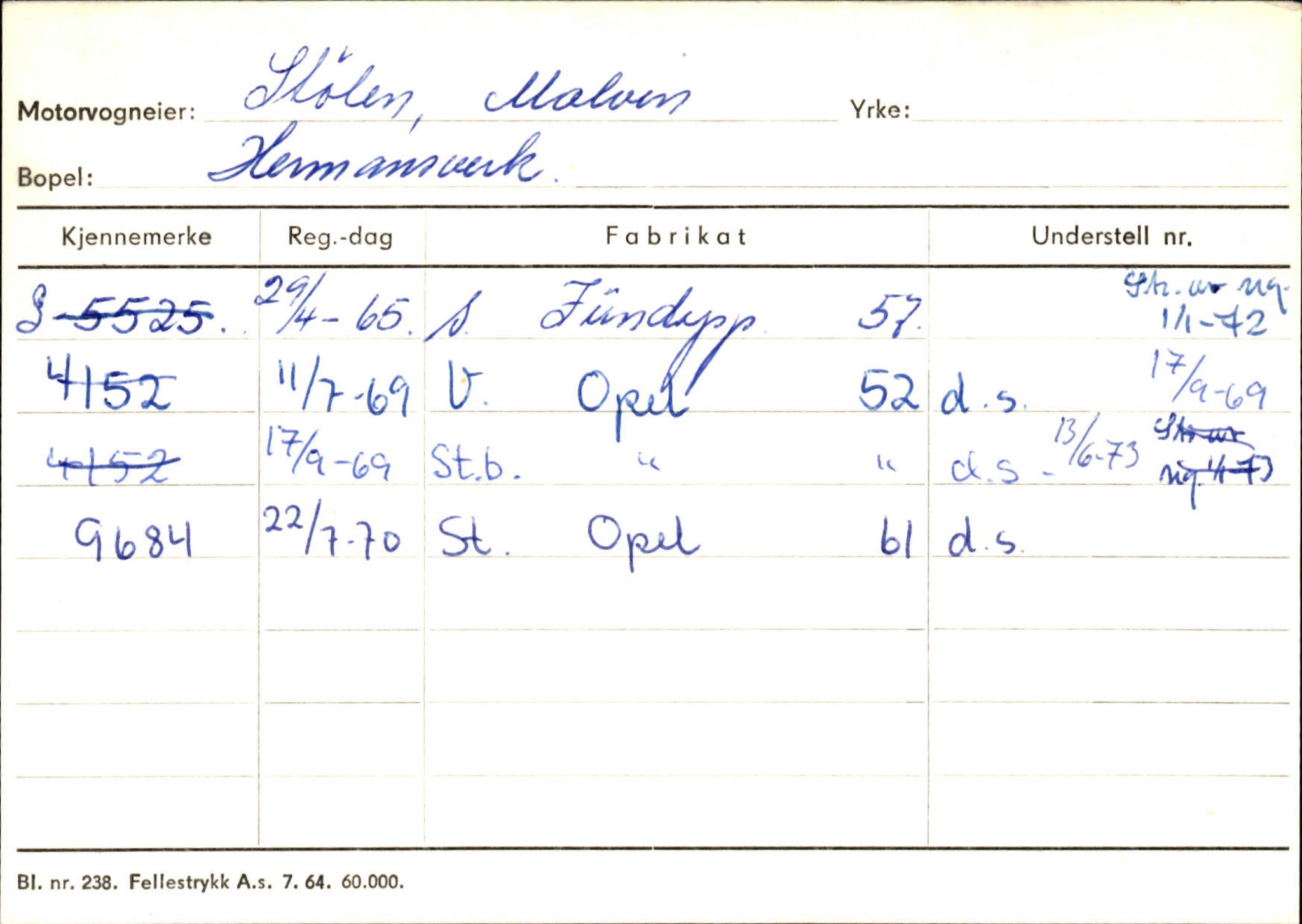 Statens vegvesen, Sogn og Fjordane vegkontor, SAB/A-5301/4/F/L0126: Eigarregister Fjaler M-Å. Leikanger A-Å, 1945-1975, s. 2235