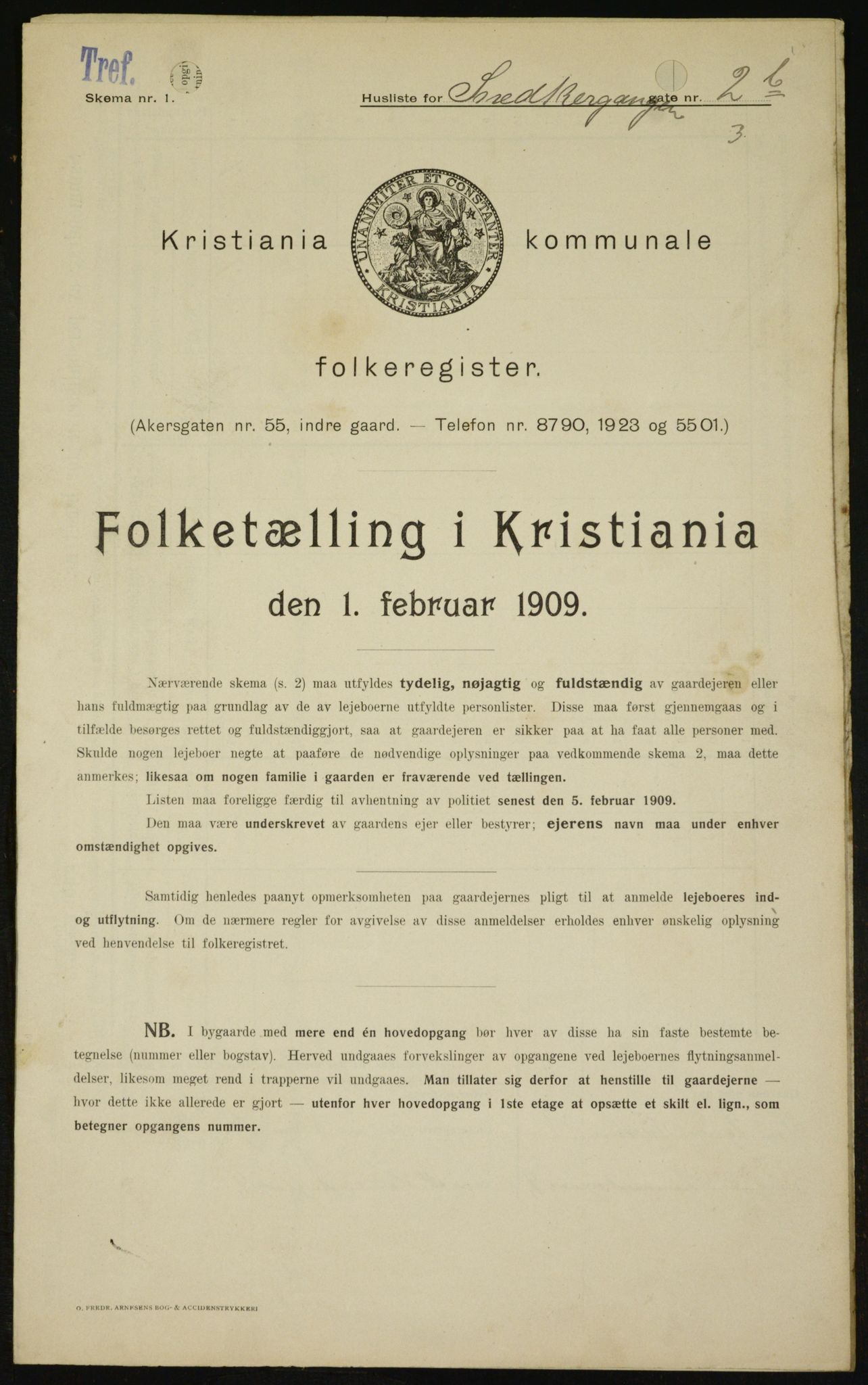OBA, Kommunal folketelling 1.2.1909 for Kristiania kjøpstad, 1909, s. 88819