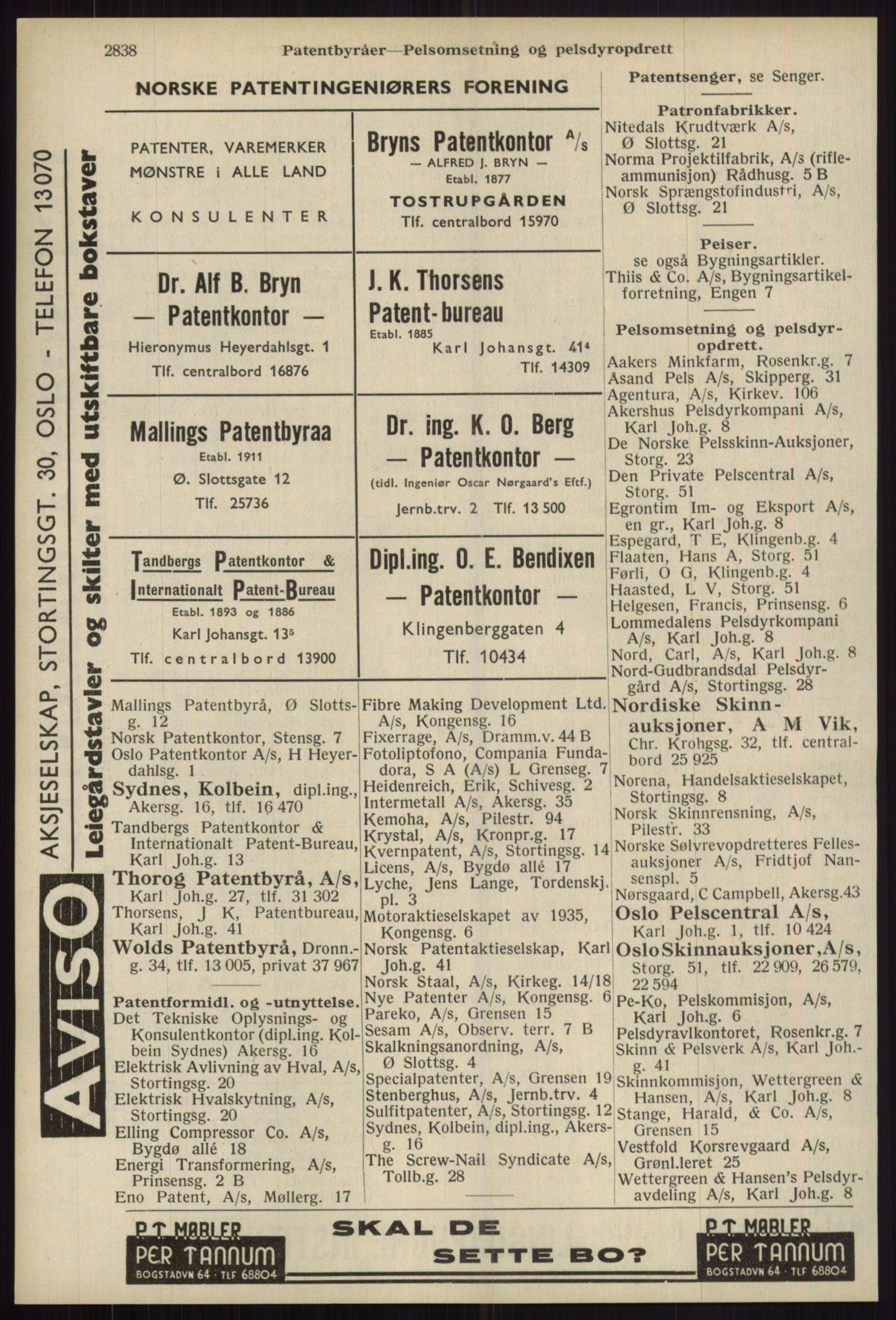 Kristiania/Oslo adressebok, PUBL/-, 1939, s. 2838