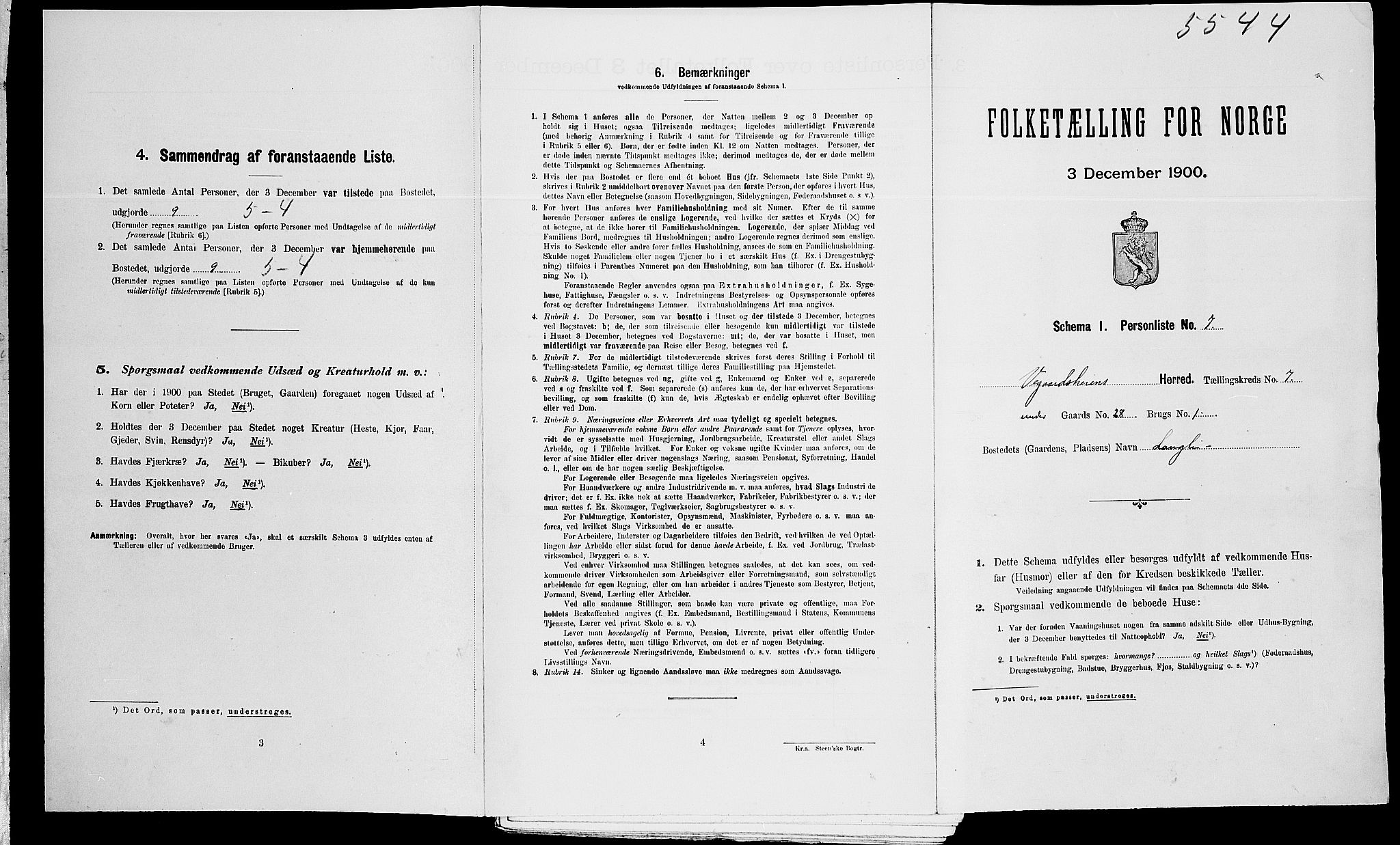 SAK, Folketelling 1900 for 0912 Vegårshei herred, 1900, s. 392