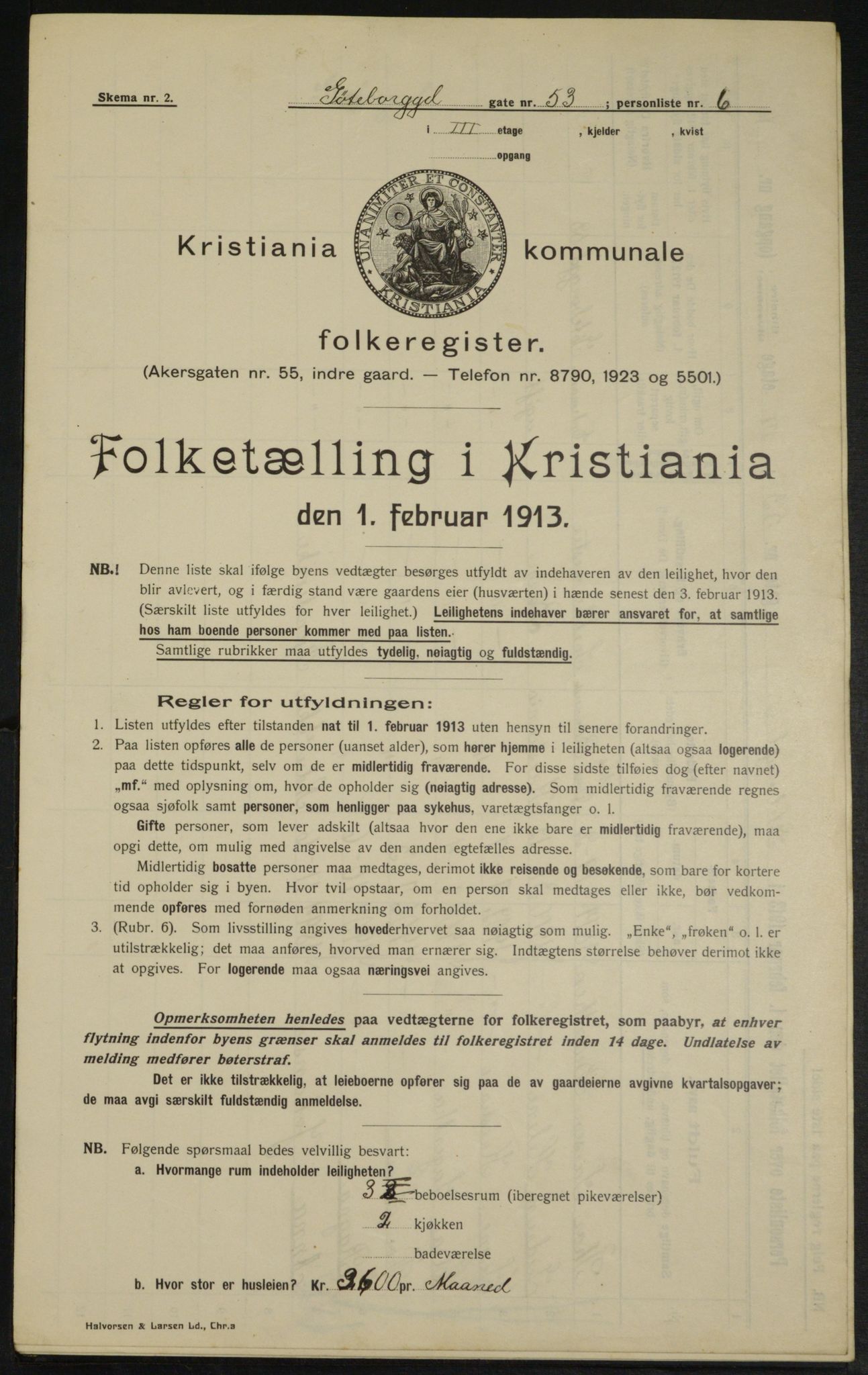 OBA, Kommunal folketelling 1.2.1913 for Kristiania, 1913, s. 33328