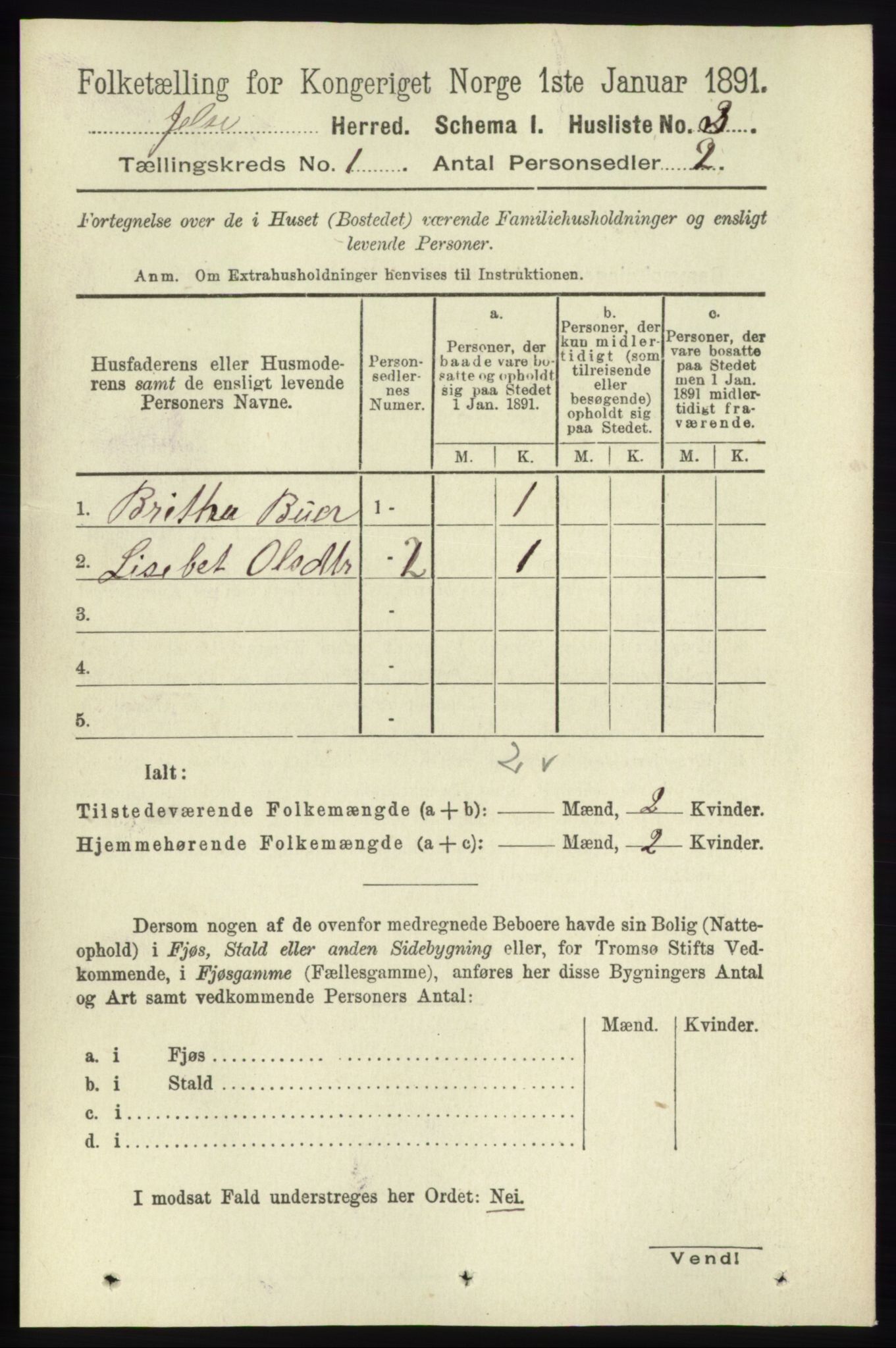 RA, Folketelling 1891 for 1138 Jelsa herred, 1891, s. 32