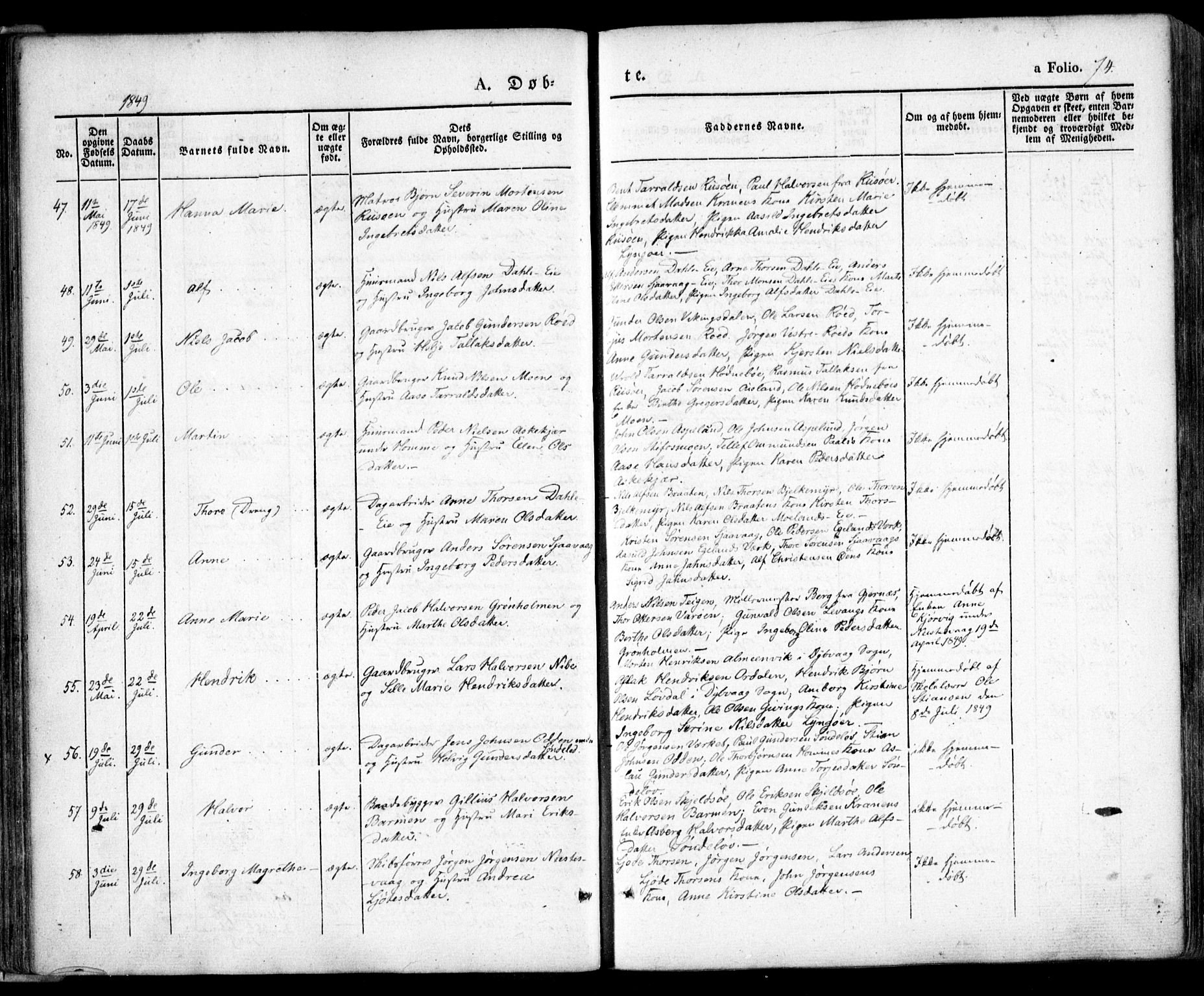 Søndeled sokneprestkontor, AV/SAK-1111-0038/F/Fa/L0002: Ministerialbok nr. A 2, 1839-1860, s. 74
