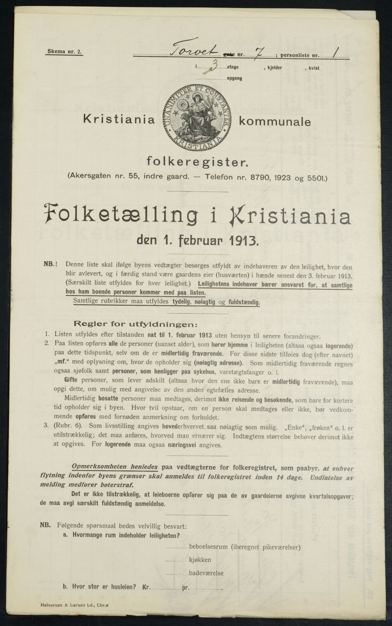 OBA, Kommunal folketelling 1.2.1913 for Kristiania, 1913, s. 103698