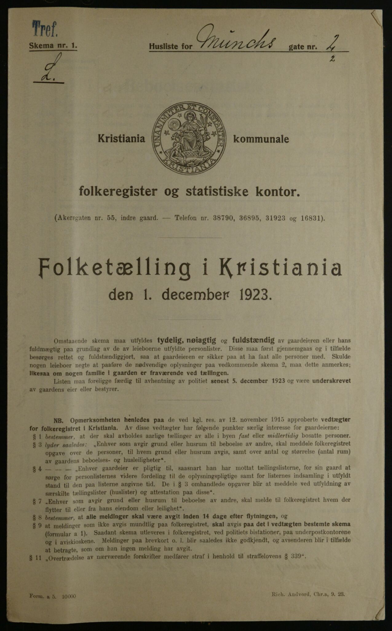 OBA, Kommunal folketelling 1.12.1923 for Kristiania, 1923, s. 73585