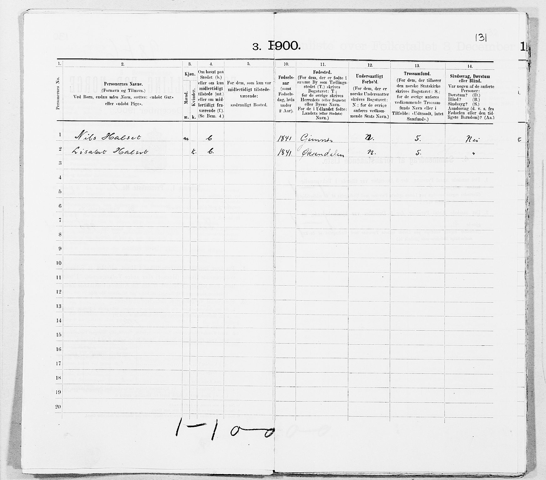 SAT, Folketelling 1900 for 1503 Kristiansund kjøpstad, 1900, s. 5368