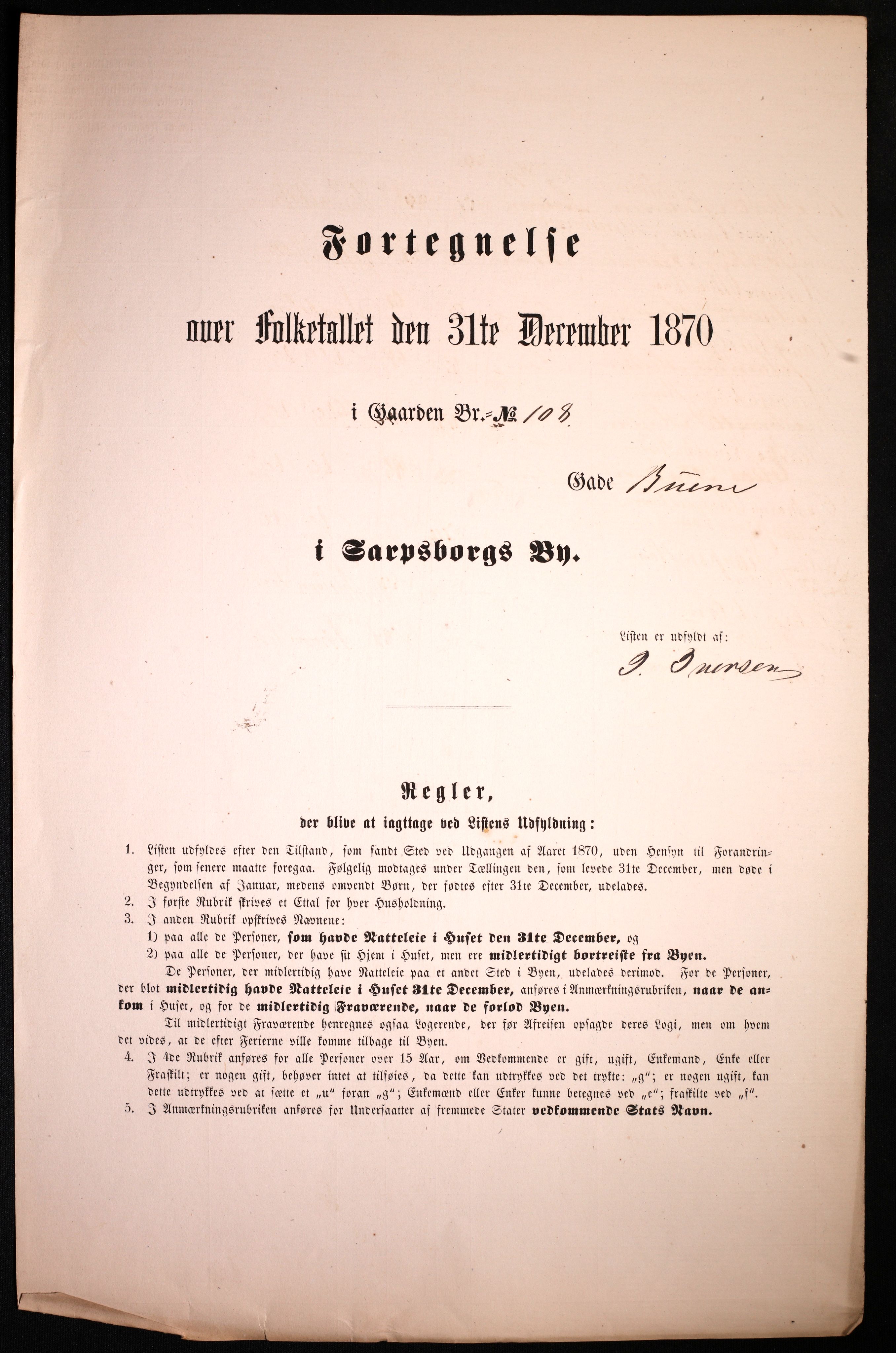 RA, Folketelling 1870 for 0102 Sarpsborg kjøpstad, 1870, s. 405