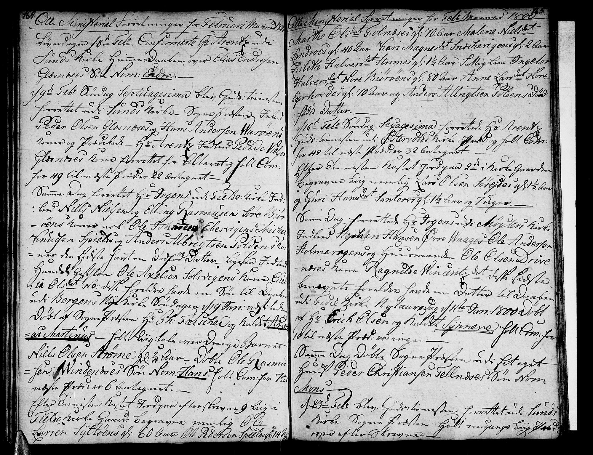 Sund sokneprestembete, AV/SAB-A-99930: Ministerialbok nr. A 7, 1796-1815, s. 164-165