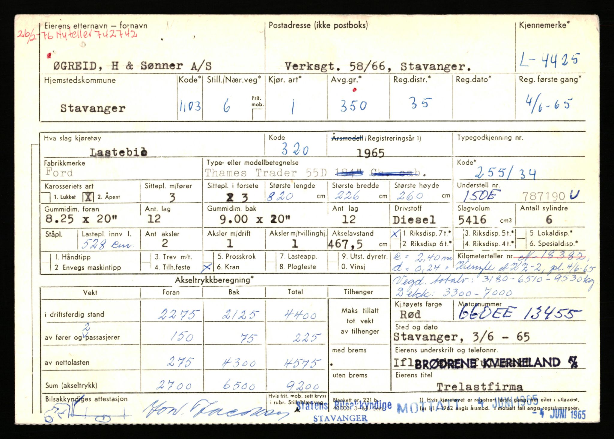 Stavanger trafikkstasjon, AV/SAST-A-101942/0/F/L0012: L-4200 - L-4699, 1930-1971, s. 943