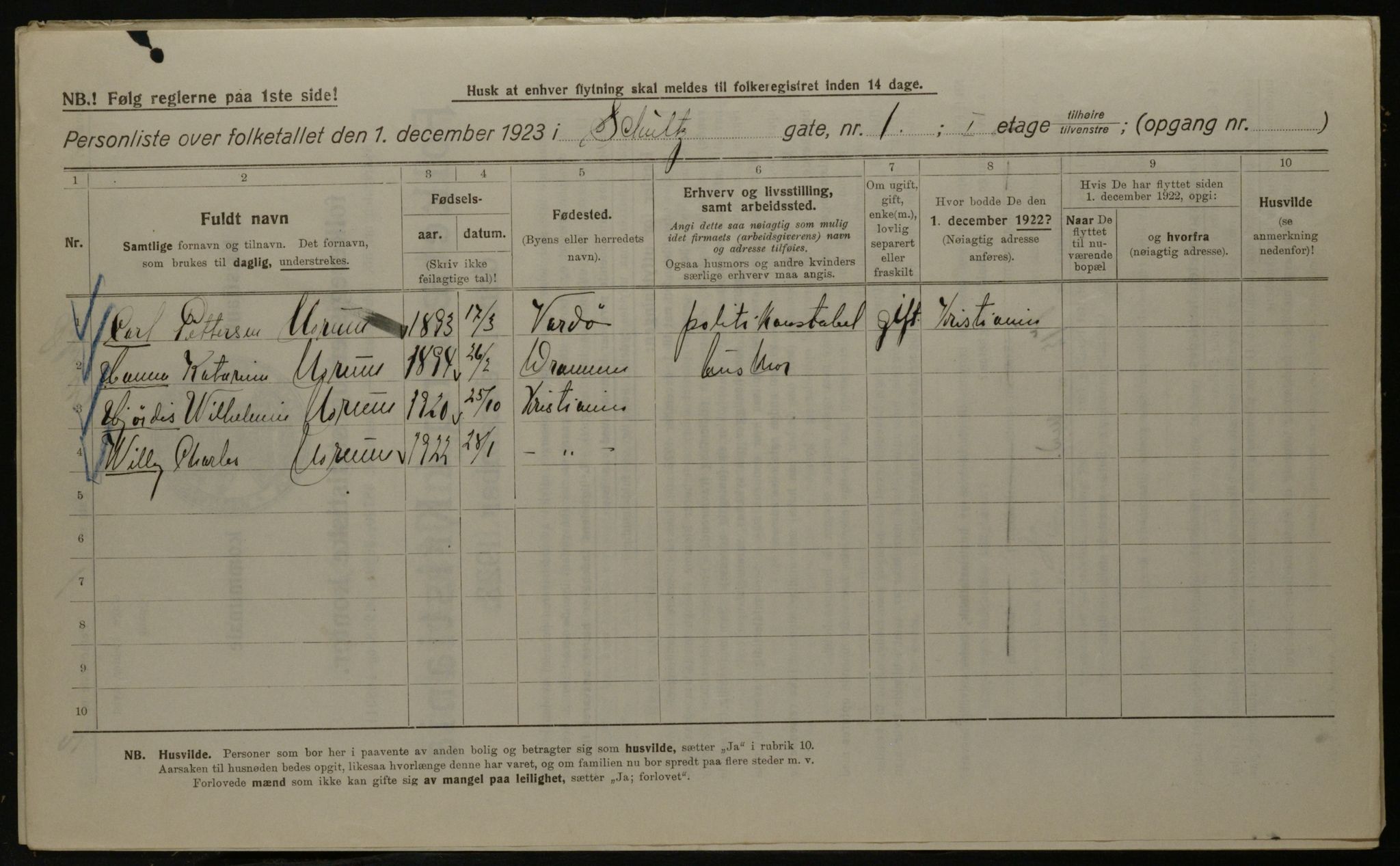 OBA, Kommunal folketelling 1.12.1923 for Kristiania, 1923, s. 100334