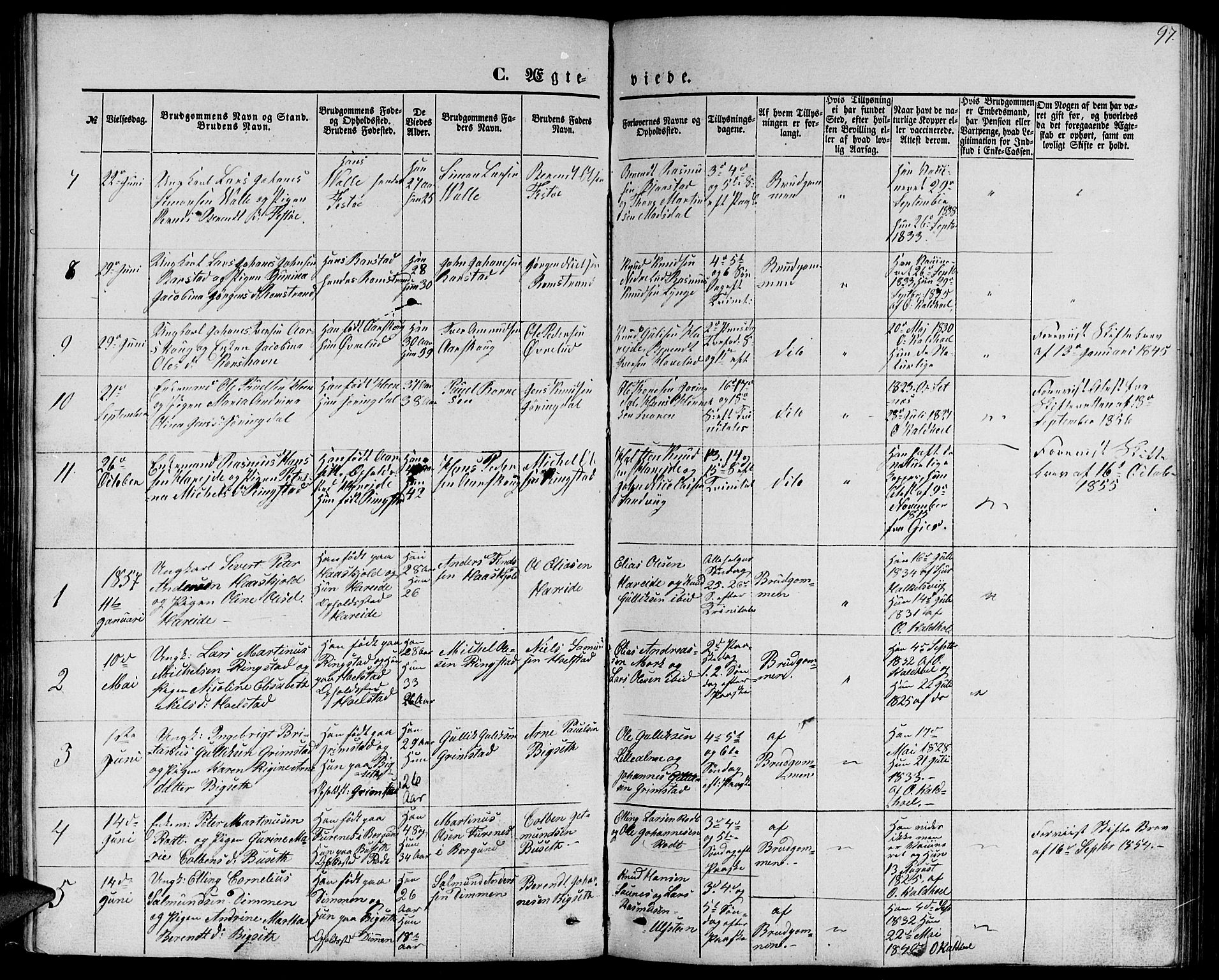 Ministerialprotokoller, klokkerbøker og fødselsregistre - Møre og Romsdal, SAT/A-1454/510/L0124: Klokkerbok nr. 510C01, 1854-1877, s. 97