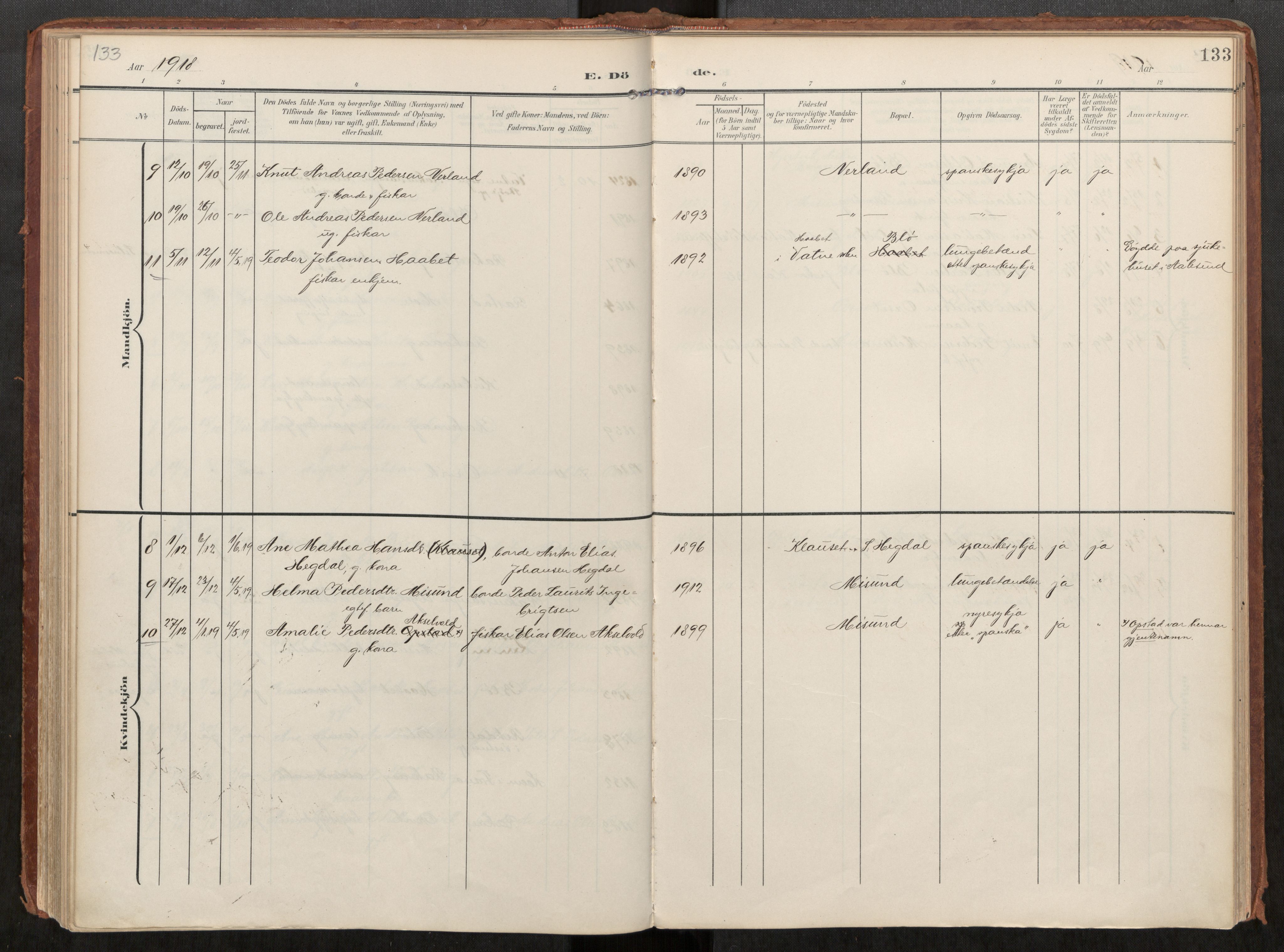 Ministerialprotokoller, klokkerbøker og fødselsregistre - Møre og Romsdal, AV/SAT-A-1454/563/L0740: Ministerialbok nr. 563A02, 1903-1923, s. 133