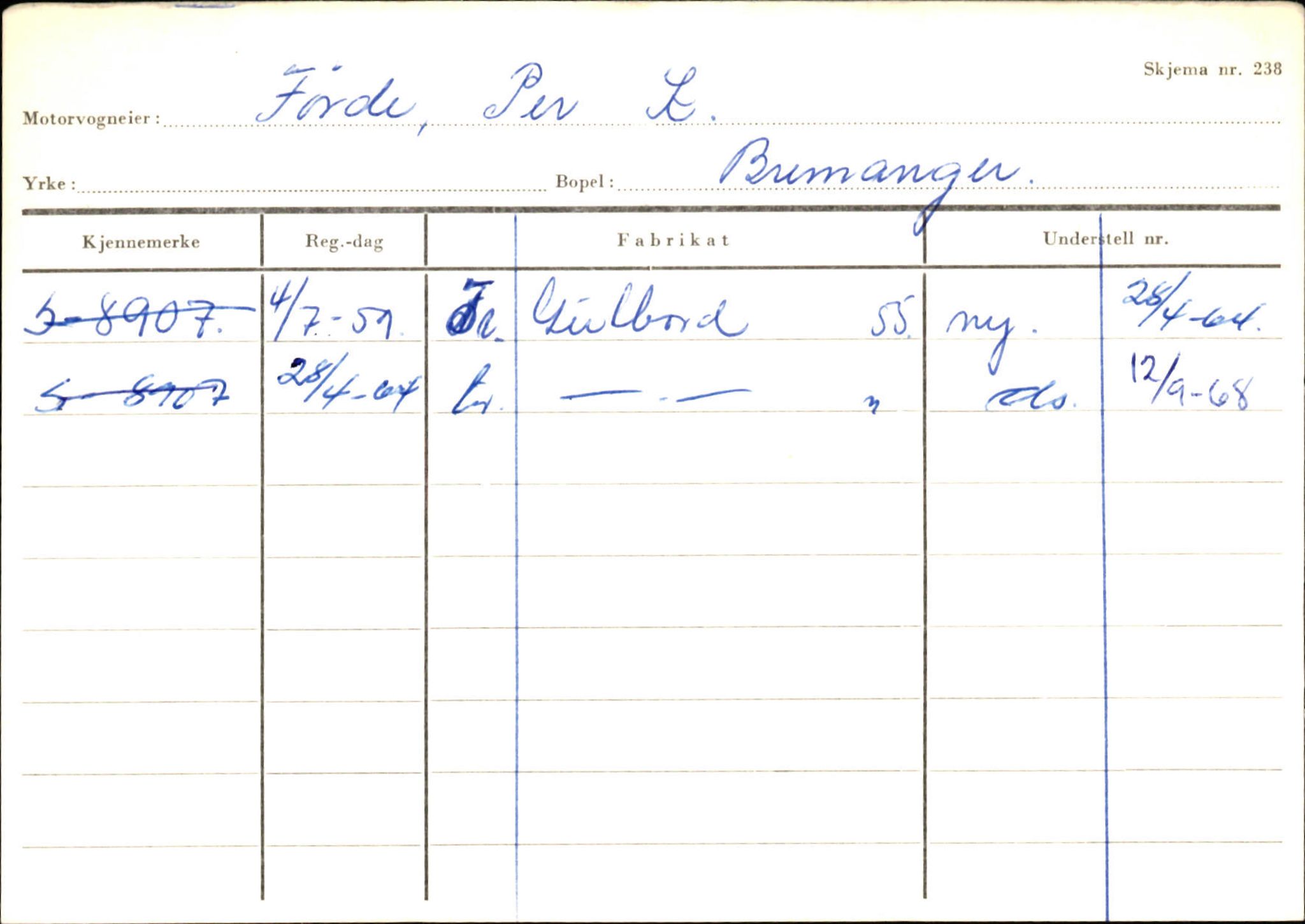 Statens vegvesen, Sogn og Fjordane vegkontor, AV/SAB-A-5301/4/F/L0133: Eigarregister Bremanger A-Å. Gaular A-H, 1945-1975, s. 519