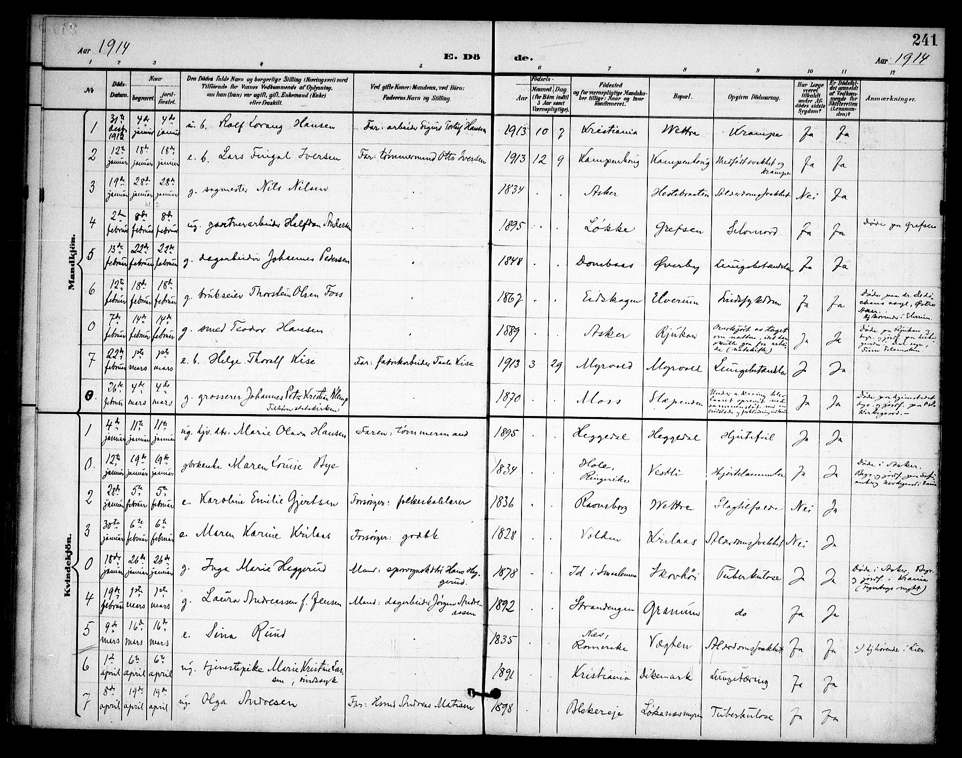 Asker prestekontor Kirkebøker, AV/SAO-A-10256a/F/Fa/L0015: Ministerialbok nr. I 15, 1896-1915, s. 241