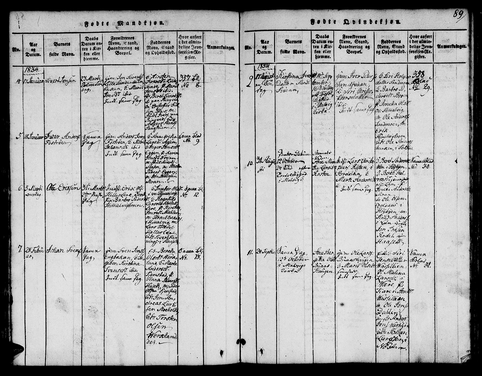 Ministerialprotokoller, klokkerbøker og fødselsregistre - Sør-Trøndelag, SAT/A-1456/616/L0420: Klokkerbok nr. 616C03, 1817-1835, s. 89