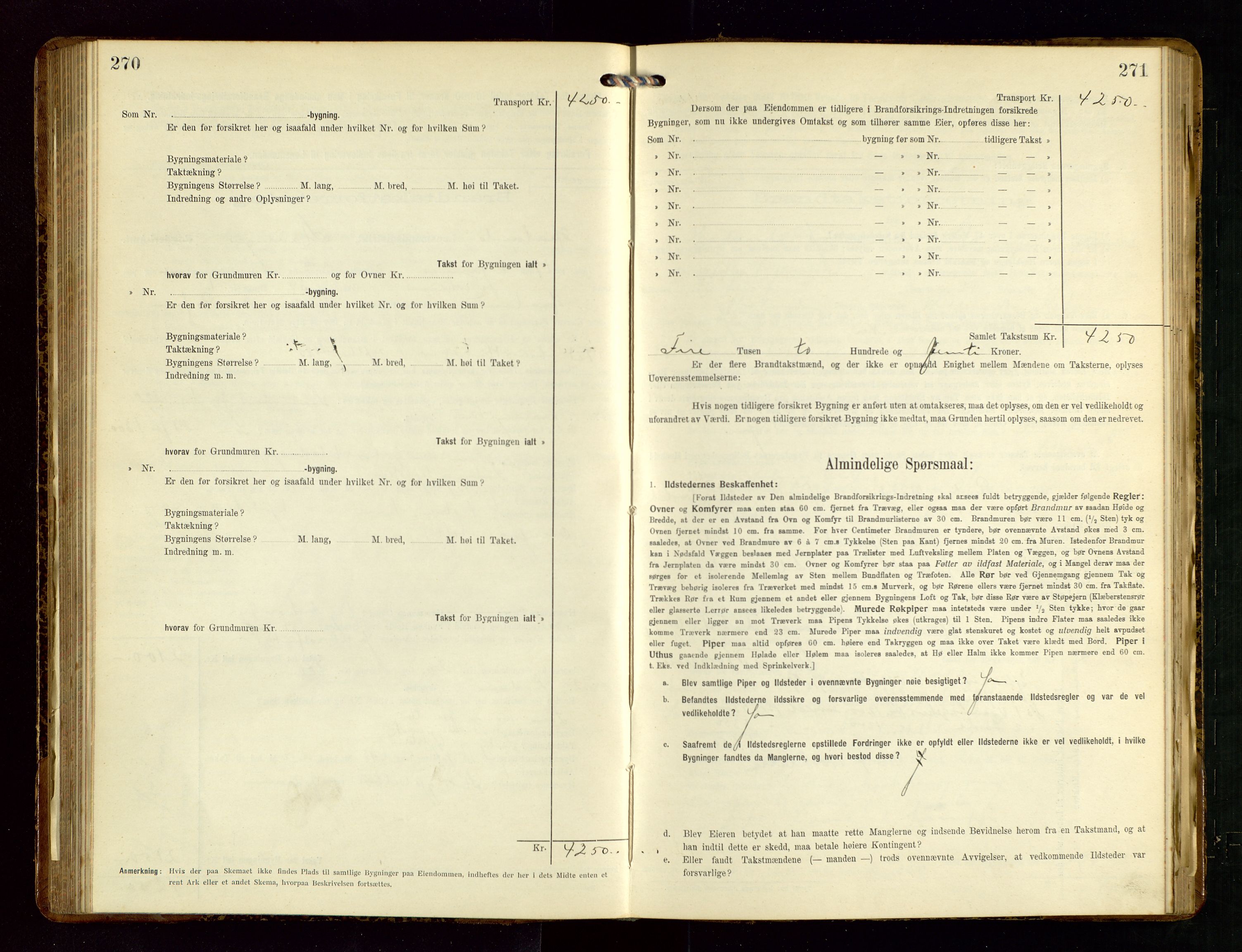 Håland lensmannskontor, SAST/A-100100/Gob/L0005: Branntakstprotokoll - skjematakst. Register i boken., 1915-1917, s. 270-271