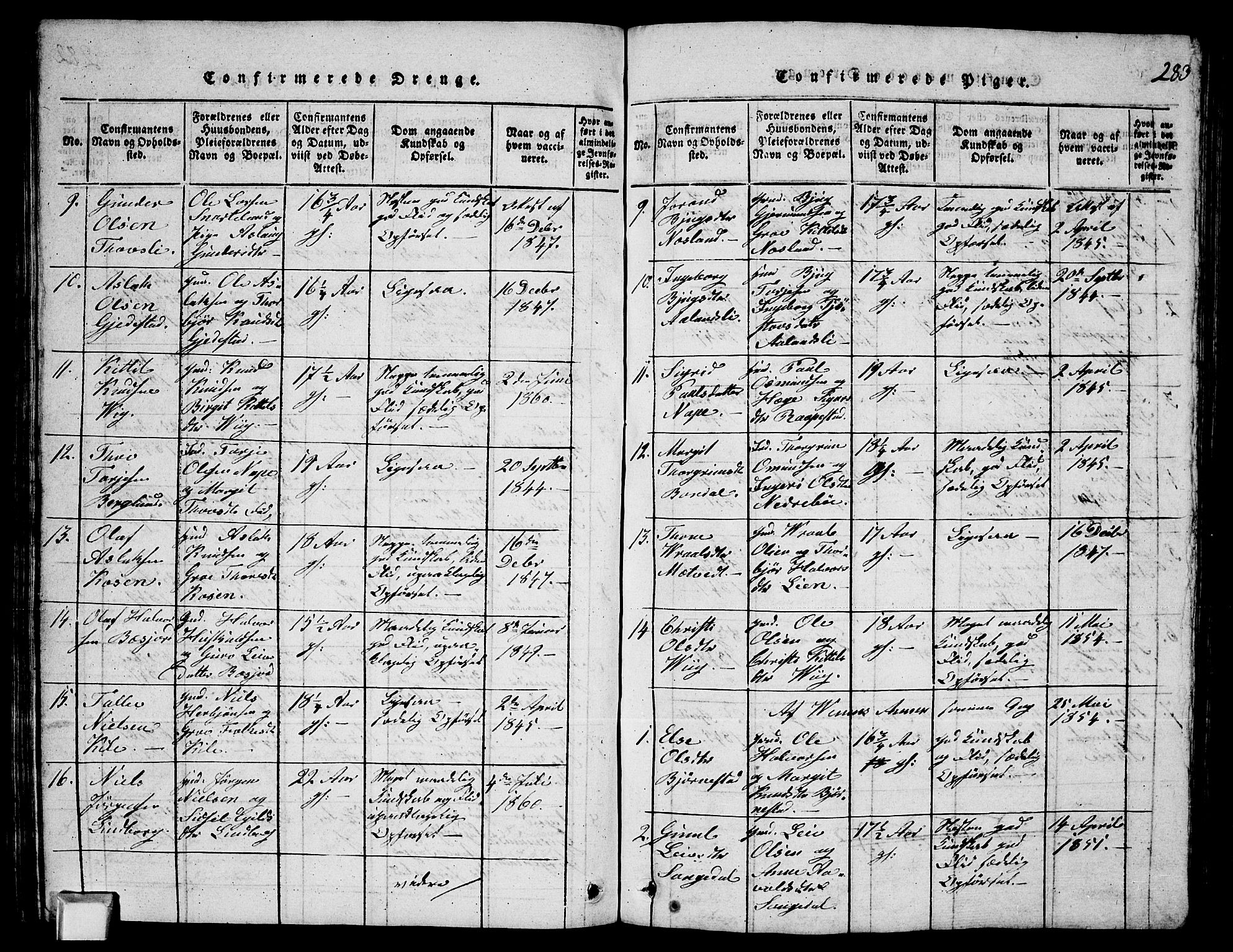 Fyresdal kirkebøker, AV/SAKO-A-263/G/Ga/L0003: Klokkerbok nr. I 3, 1815-1863, s. 283