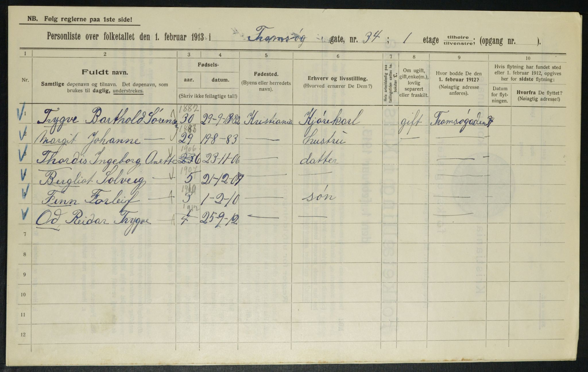 OBA, Kommunal folketelling 1.2.1913 for Kristiania, 1913, s. 115939