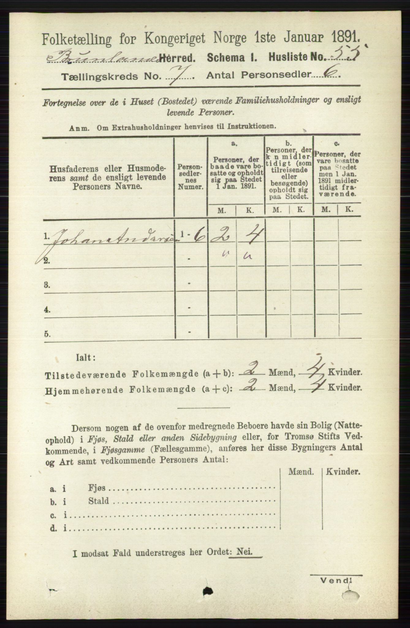 RA, Folketelling 1891 for 0726 Brunlanes herred, 1891, s. 2974