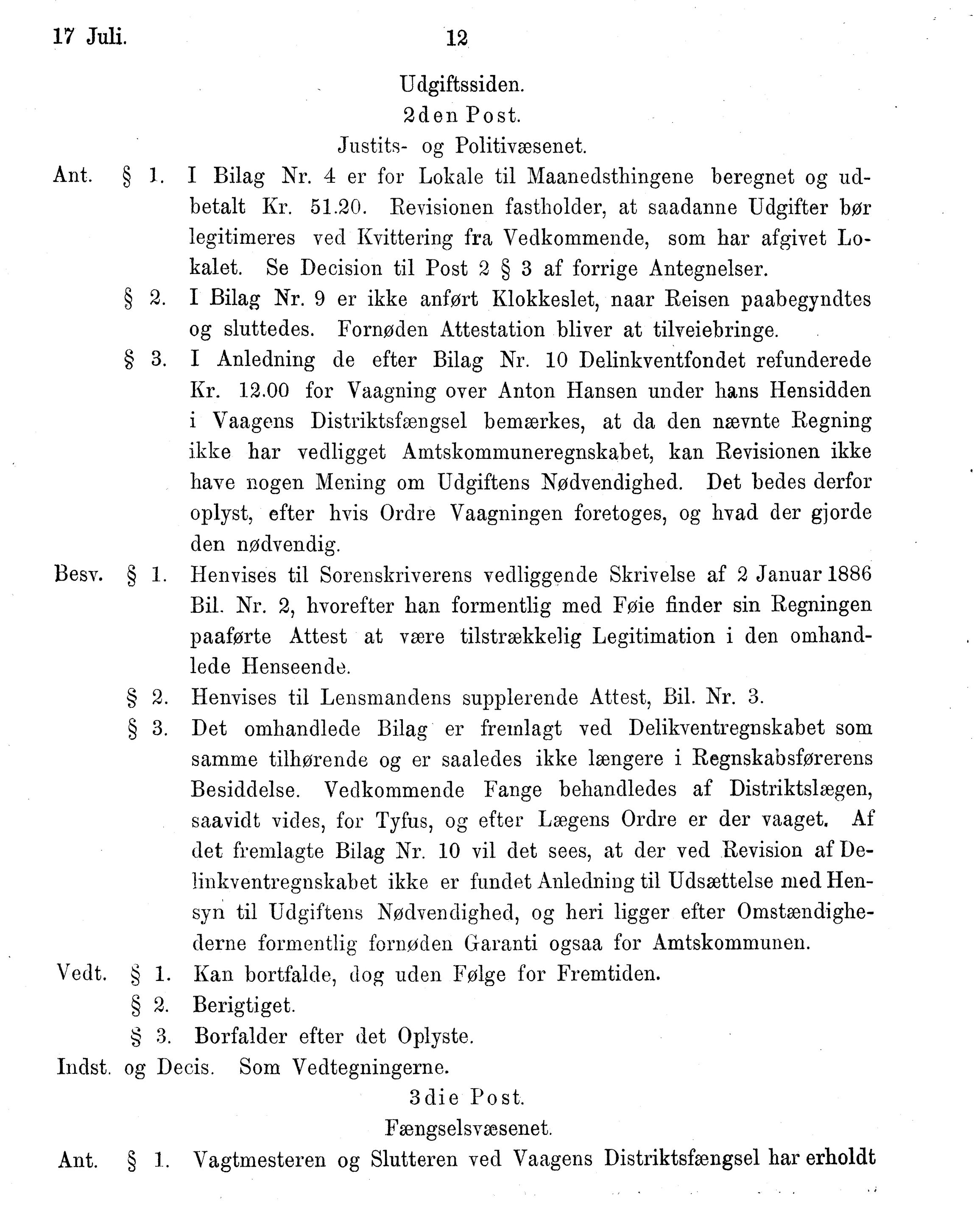 Nordland Fylkeskommune. Fylkestinget, AIN/NFK-17/176/A/Ac/L0015: Fylkestingsforhandlinger 1886-1890, 1886-1890