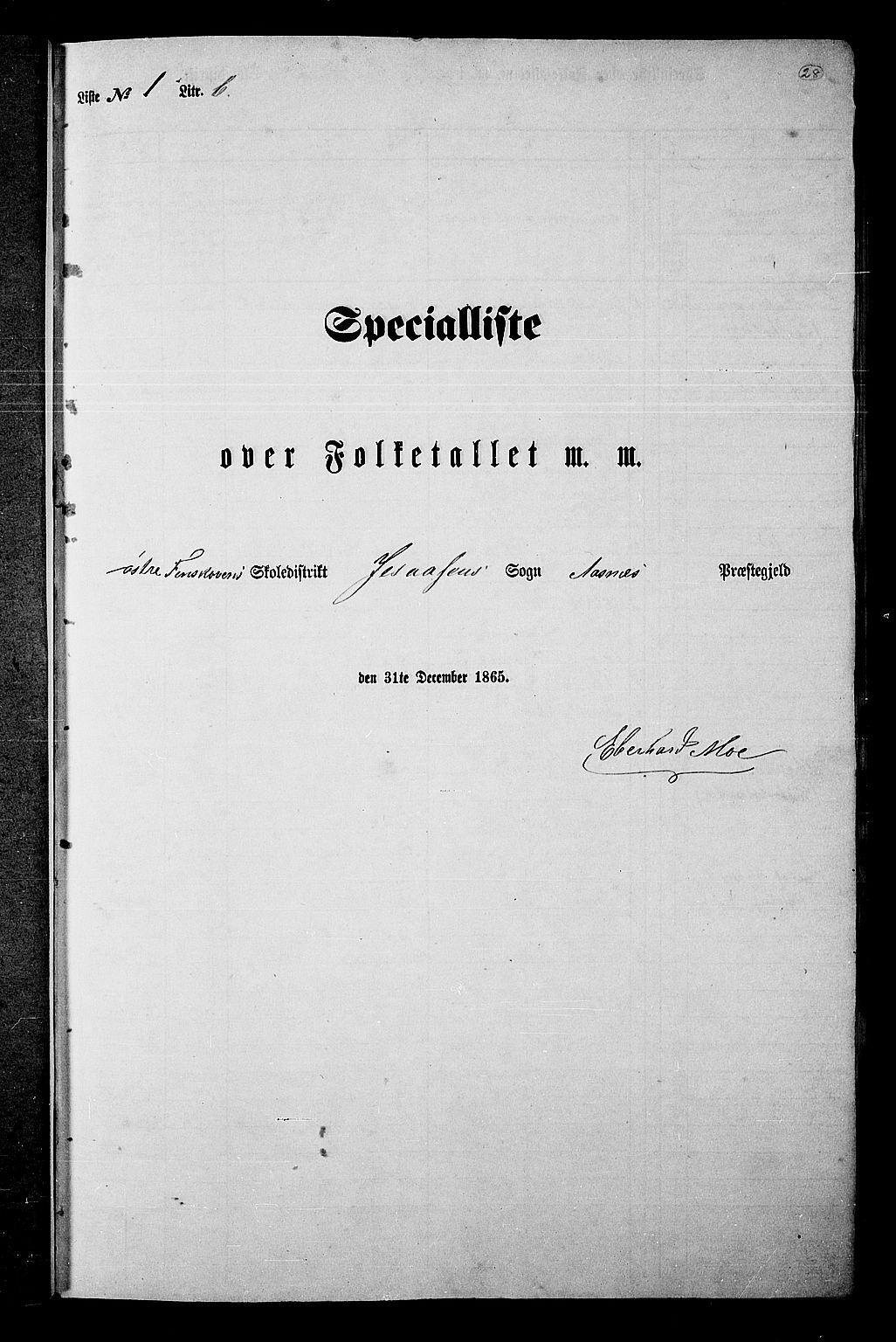 RA, Folketelling 1865 for 0425P Åsnes prestegjeld, 1865, s. 25