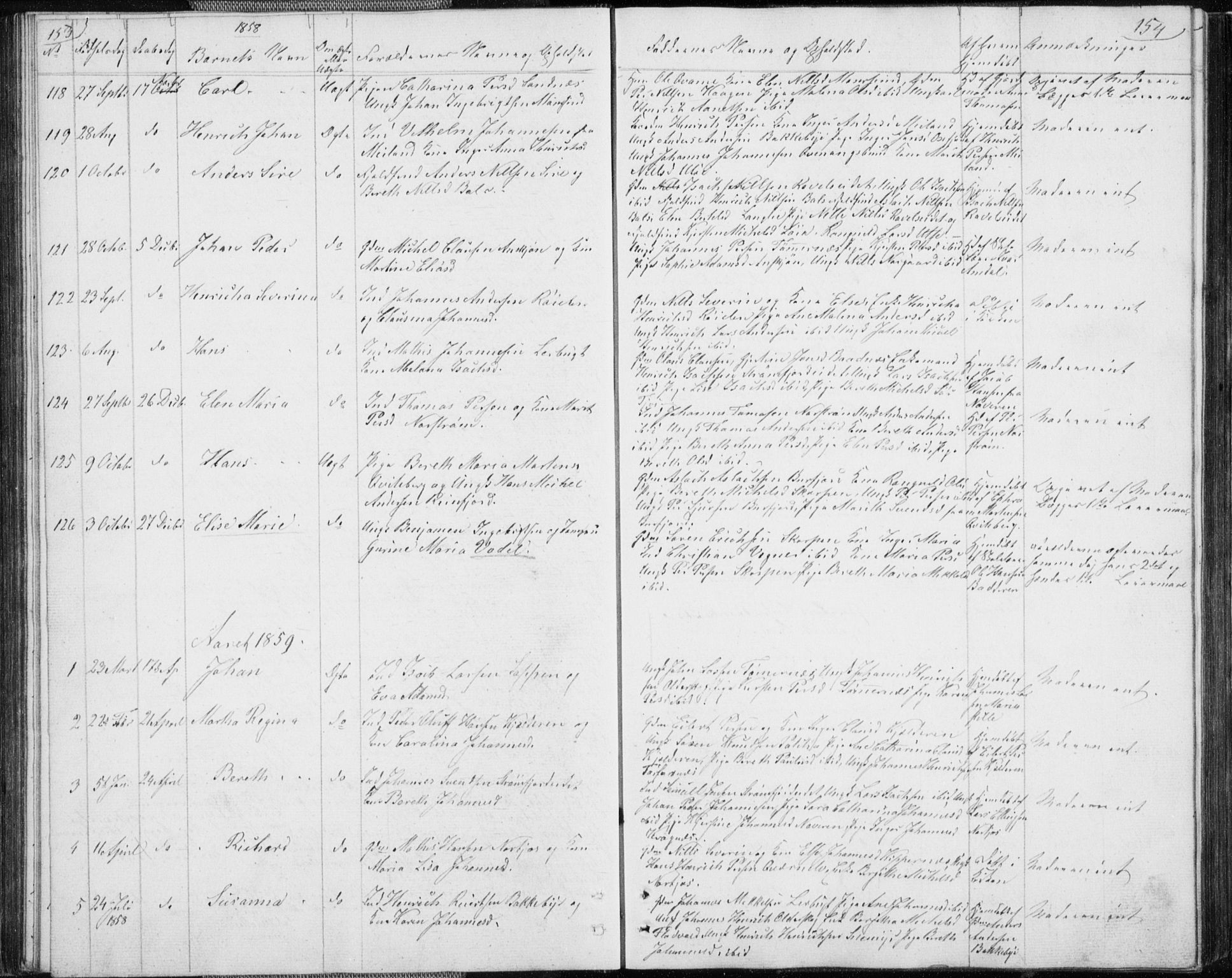 Skjervøy sokneprestkontor, AV/SATØ-S-1300/H/Ha/Hab/L0003klokker: Klokkerbok nr. 3, 1849-1861, s. 153-154