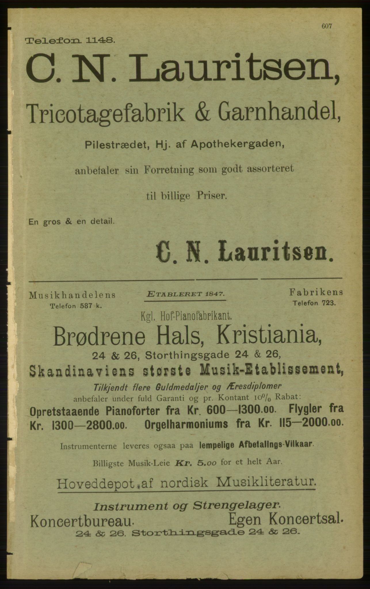 Kristiania/Oslo adressebok, PUBL/-, 1898, s. 607