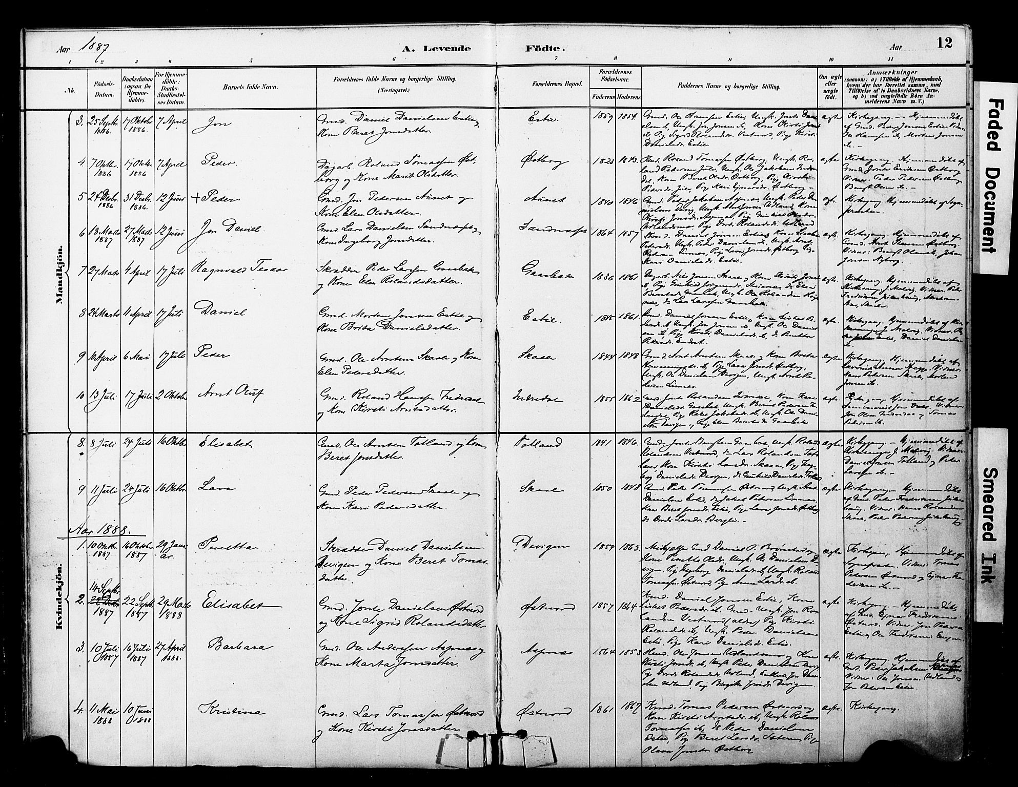 Ministerialprotokoller, klokkerbøker og fødselsregistre - Nord-Trøndelag, AV/SAT-A-1458/757/L0505: Ministerialbok nr. 757A01, 1882-1904, s. 12