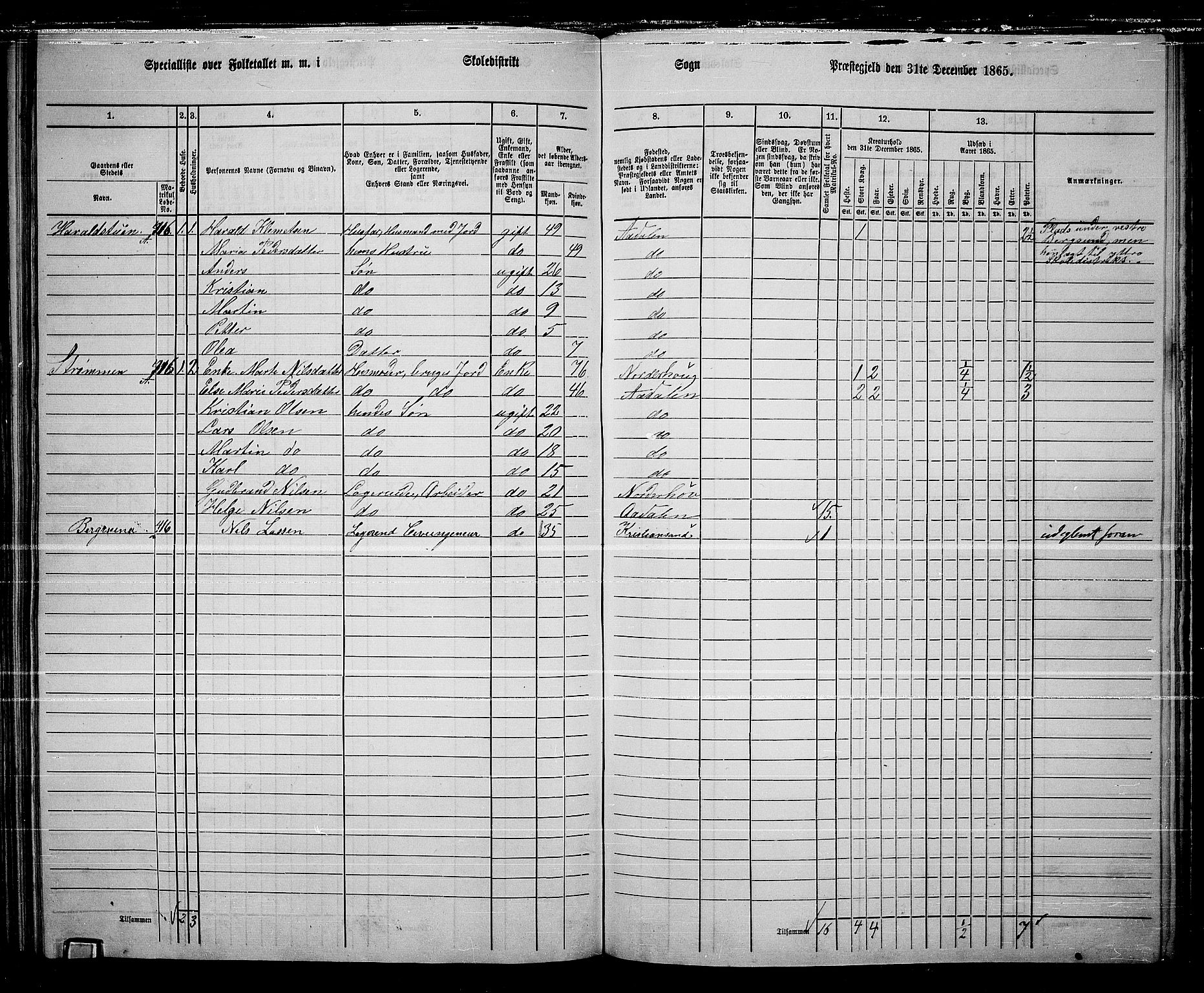 RA, Folketelling 1865 for 0614P Ådal prestegjeld, 1865, s. 85