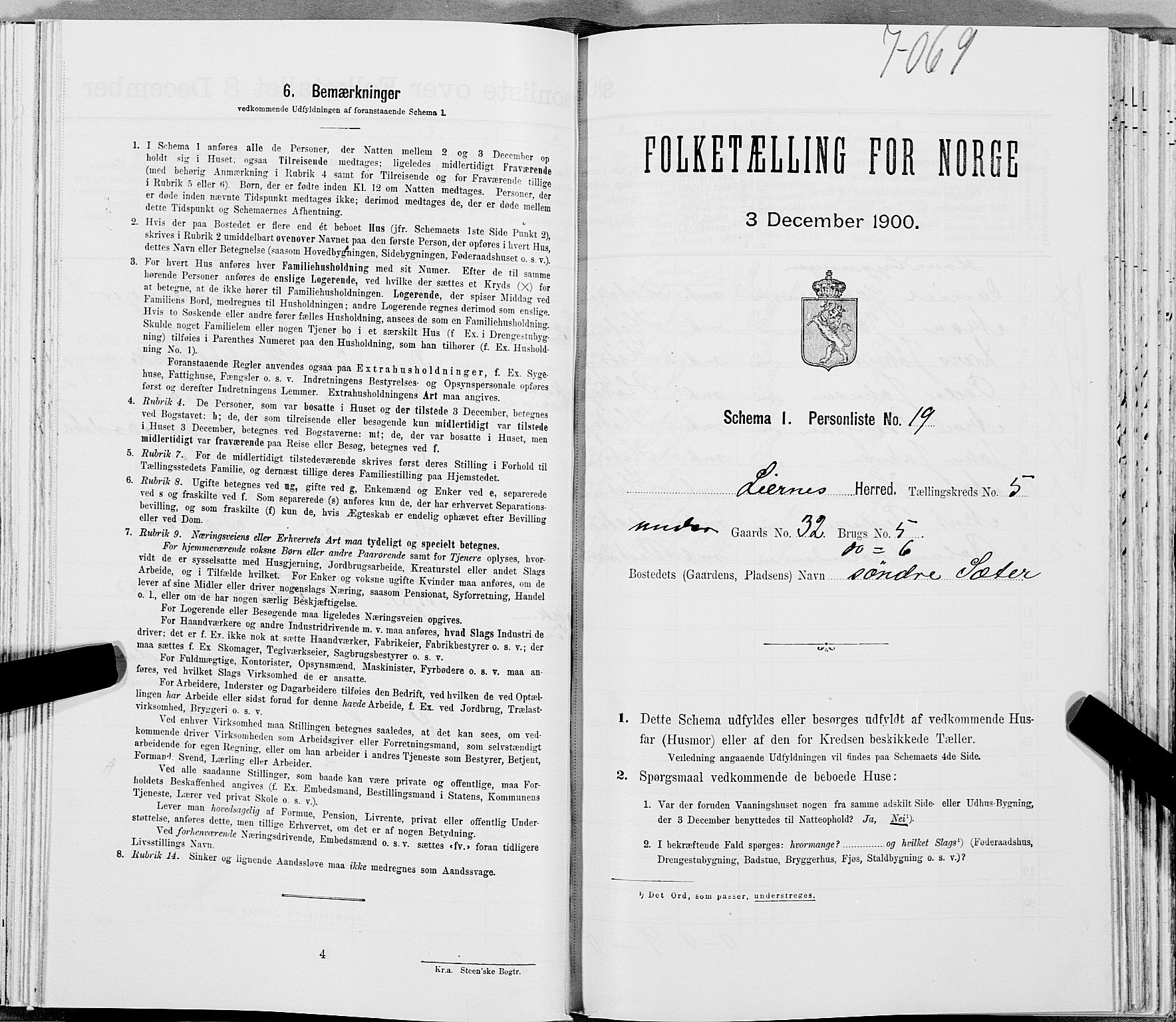 SAT, Folketelling 1900 for 1737 Lierne herred, 1900, s. 613