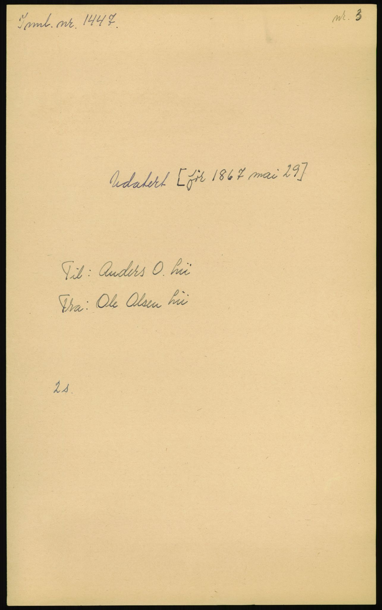 Samlinger til kildeutgivelse, Amerikabrevene, AV/RA-EA-4057/F/L0012: Innlån fra Oppland: Lie (brevnr 1-78), 1838-1914, s. 39