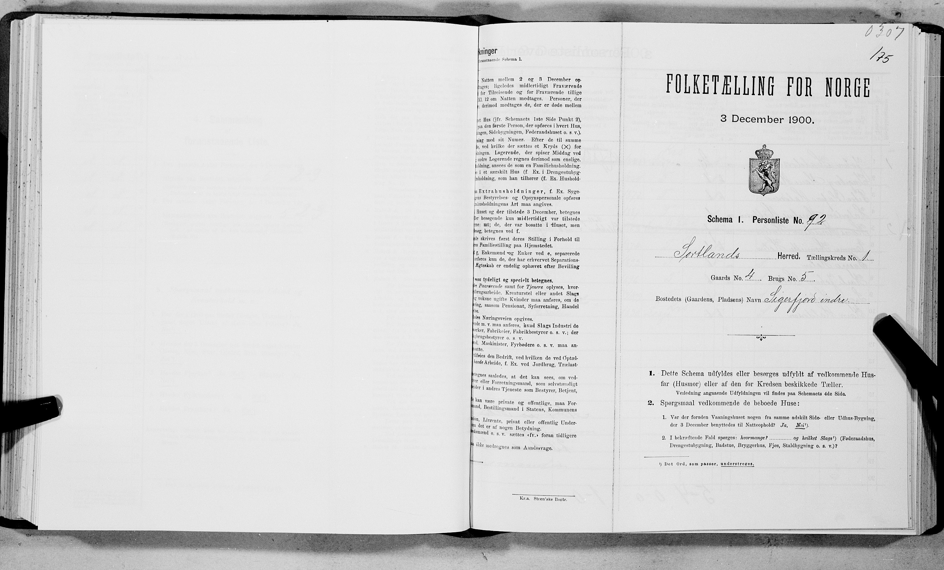 SAT, Folketelling 1900 for 1870 Sortland herred, 1900, s. 194