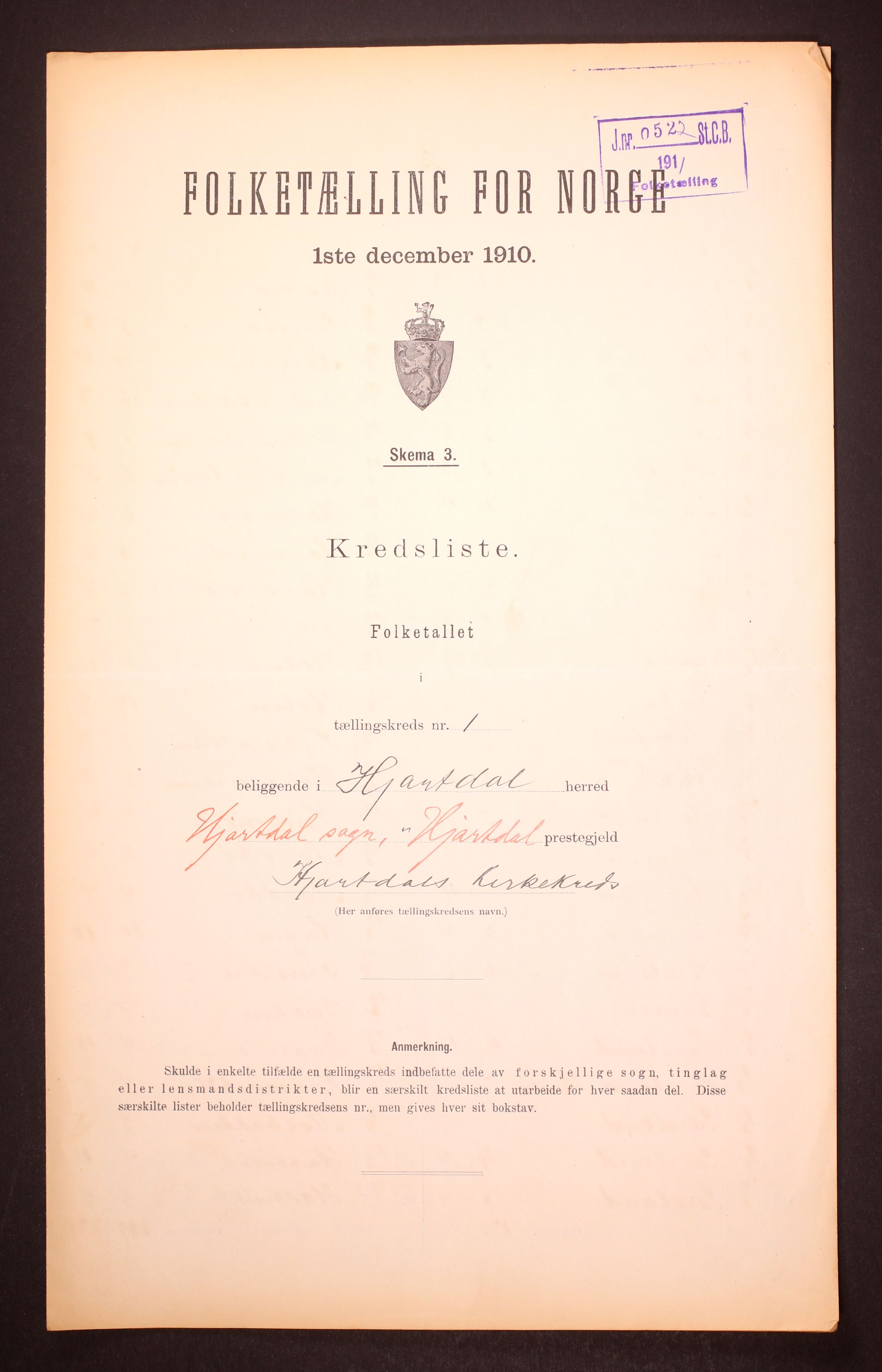 RA, Folketelling 1910 for 0827 Hjartdal herred, 1910, s. 4