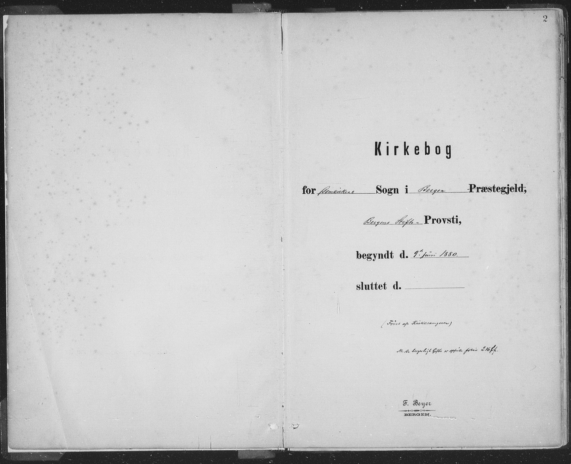 Domkirken sokneprestembete, SAB/A-74801/H/Hab/L0032: Klokkerbok nr. D 4, 1880-1907, s. 2