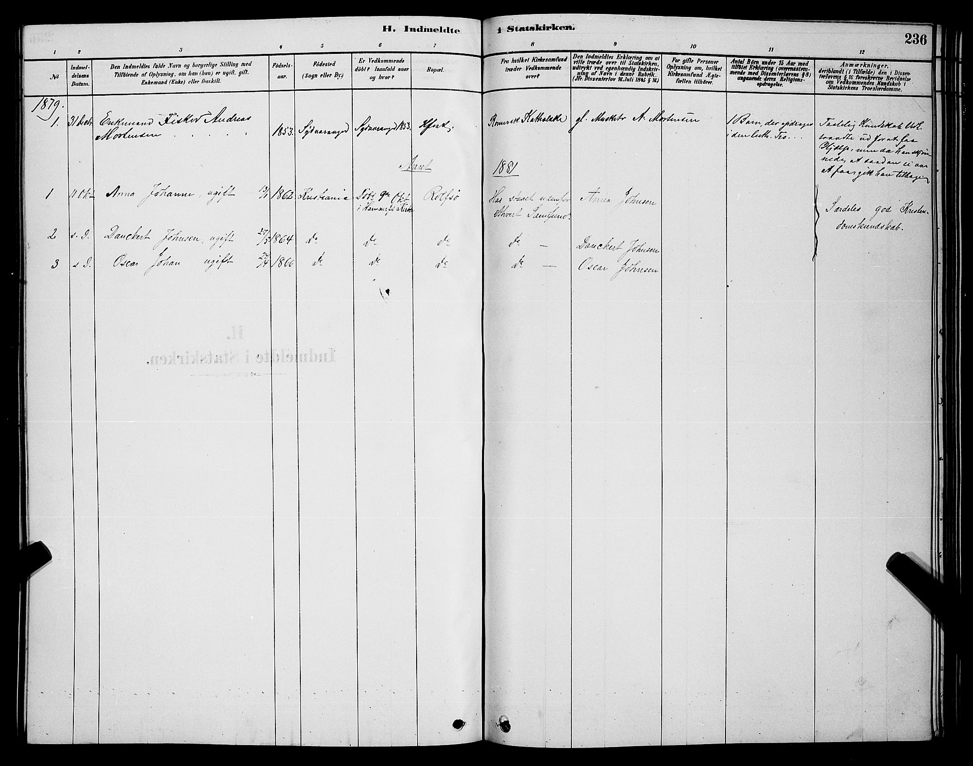 Hammerfest sokneprestkontor, SATØ/S-1347/H/Hb/L0006.klokk: Klokkerbok nr. 6, 1876-1884, s. 236