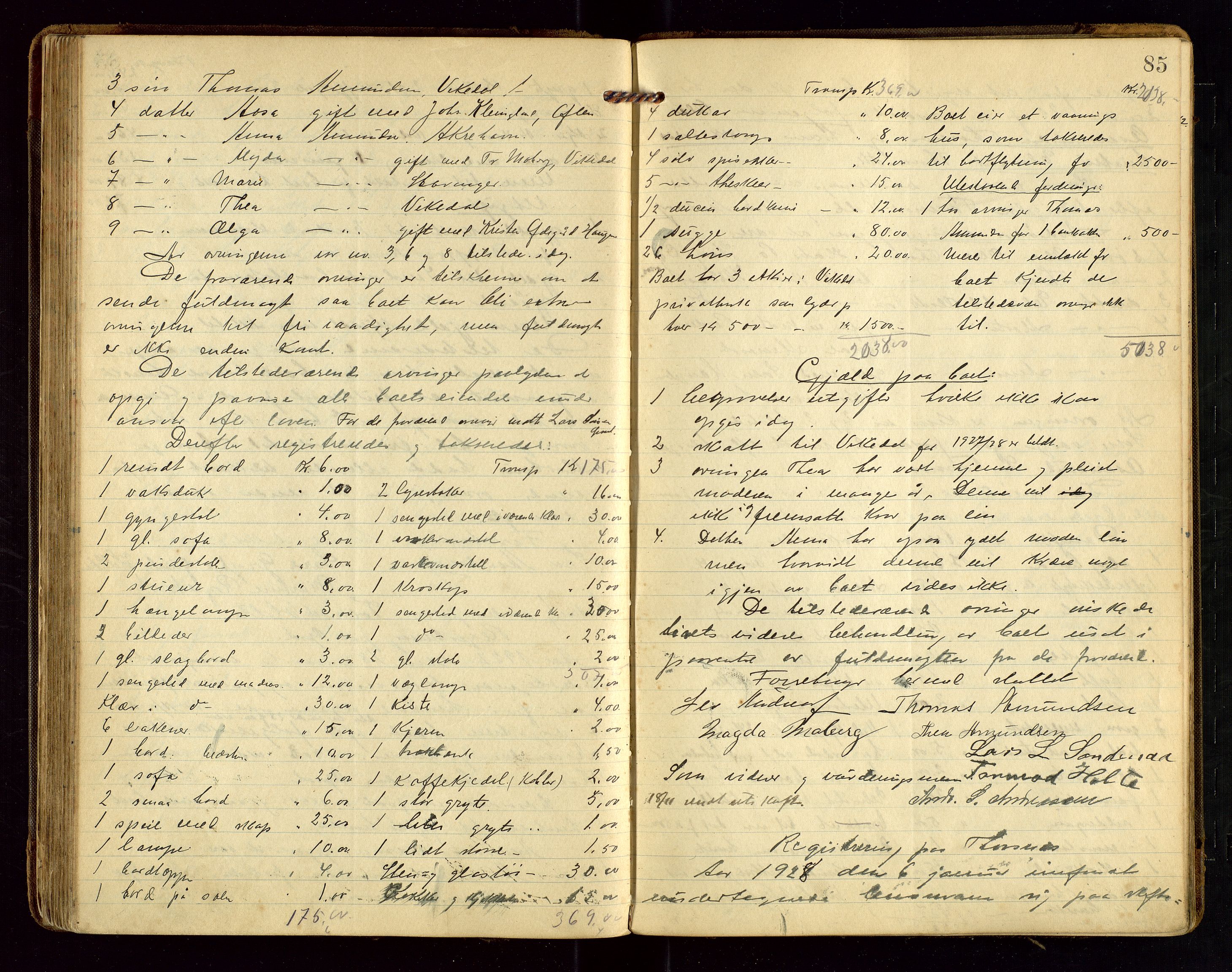 Vikedal lensmannskontor, AV/SAST-A-100179/Gg/L0002: Dødsfallprotokoll, 1921-1932, s. 85