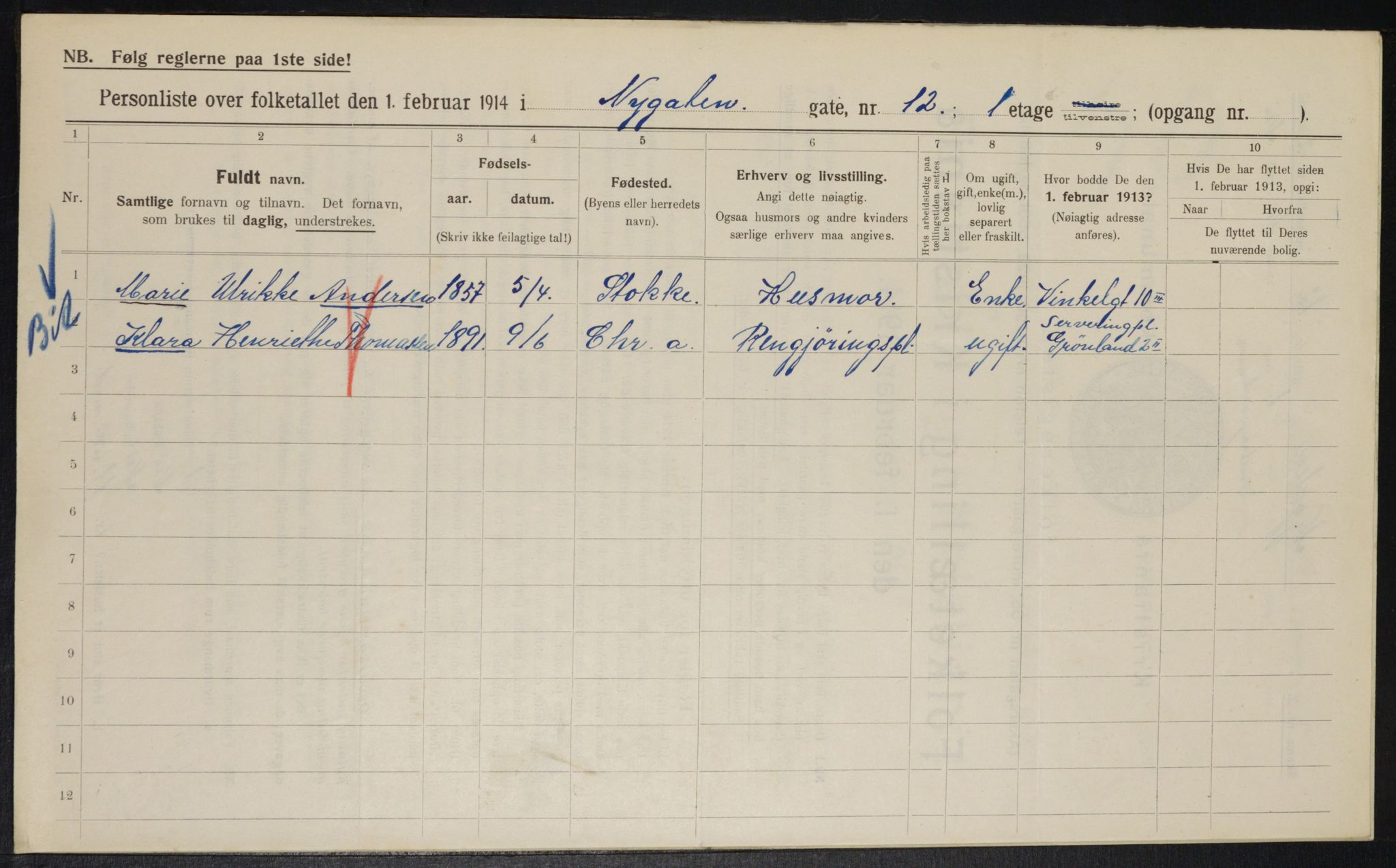 OBA, Kommunal folketelling 1.2.1914 for Kristiania, 1914, s. 73998