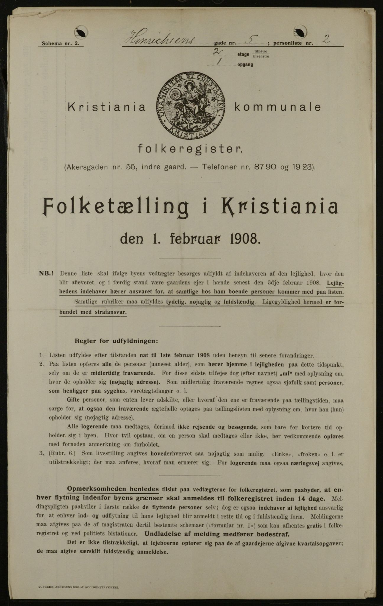 OBA, Kommunal folketelling 1.2.1908 for Kristiania kjøpstad, 1908, s. 34689