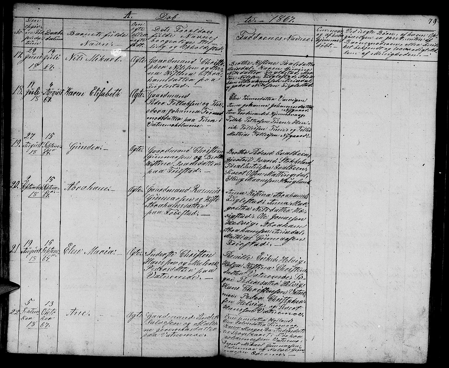 Eigersund sokneprestkontor, AV/SAST-A-101807/S09/L0003: Klokkerbok nr. B 3, 1846-1875, s. 79