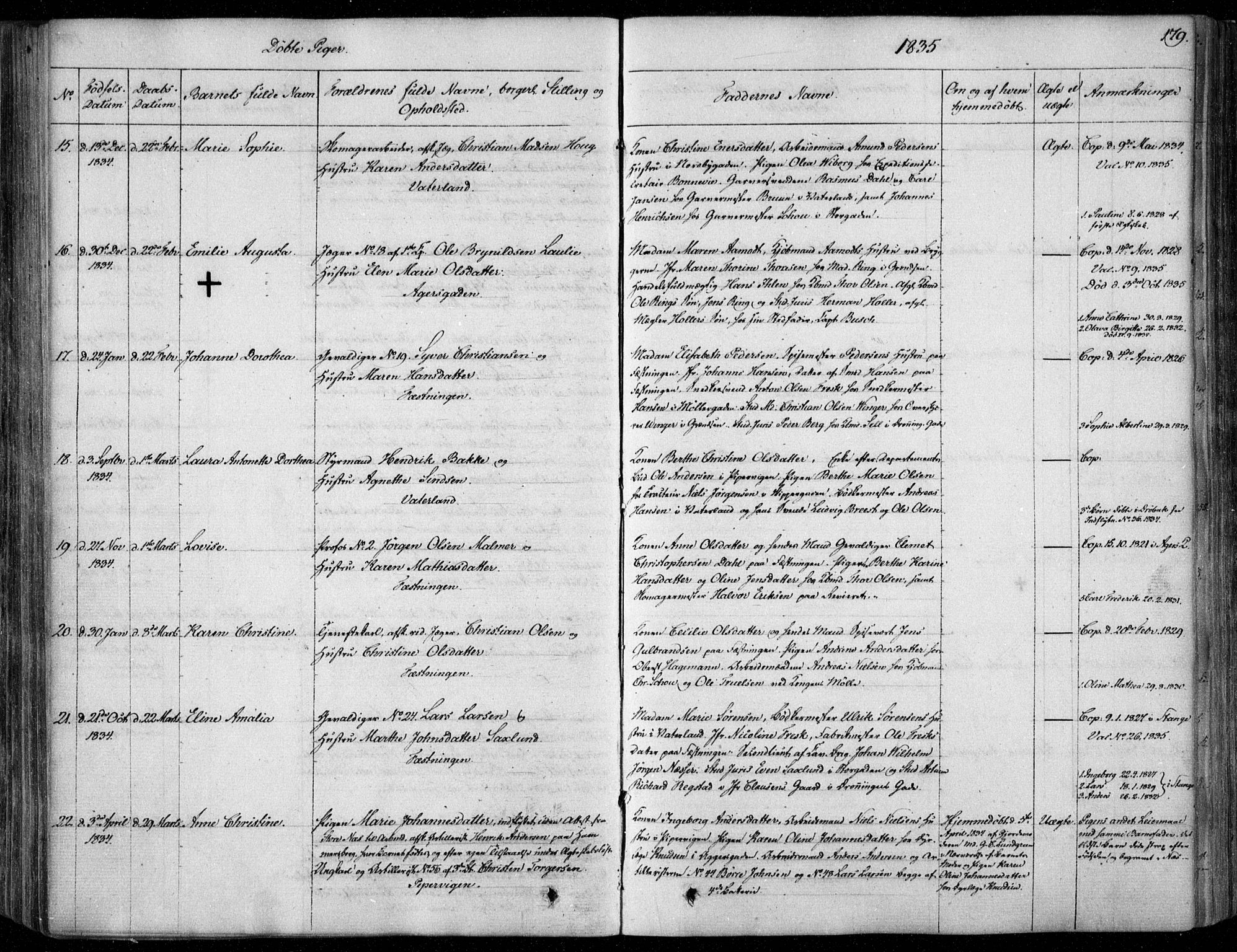 Garnisonsmenigheten Kirkebøker, SAO/A-10846/F/Fa/L0006: Ministerialbok nr. 6, 1828-1841, s. 179