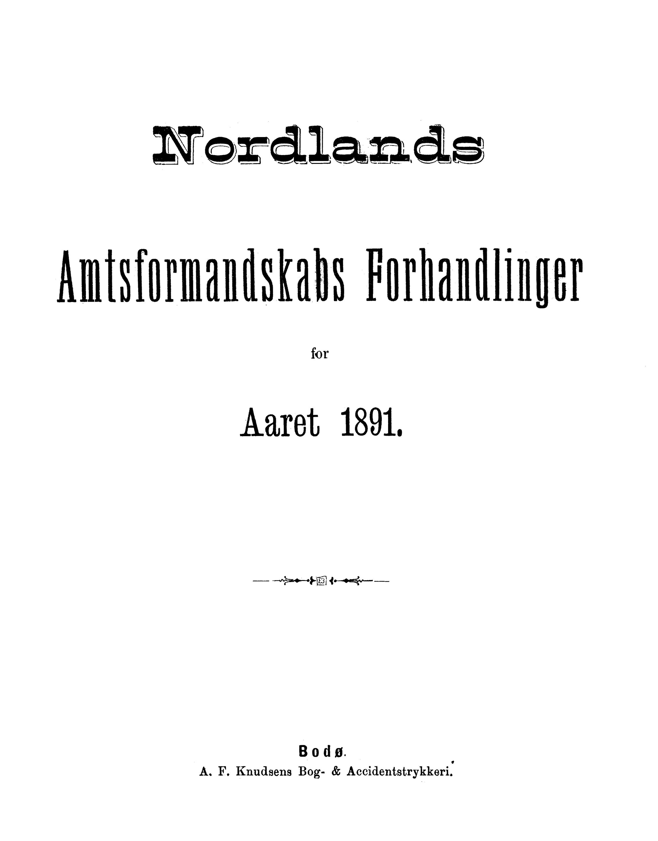 Nordland Fylkeskommune. Fylkestinget, AIN/NFK-17/176/A/Ac/L0016: Fylkestingsforhandlinger 1891-1893, 1891-1893