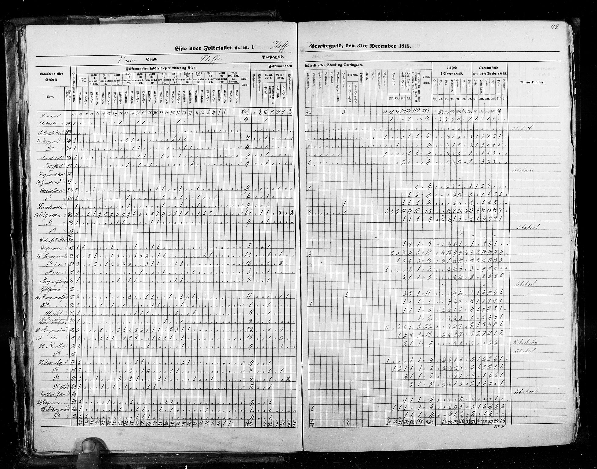 RA, Folketellingen 1845, bind 3: Hedemarken amt og Kristians amt, 1845, s. 42