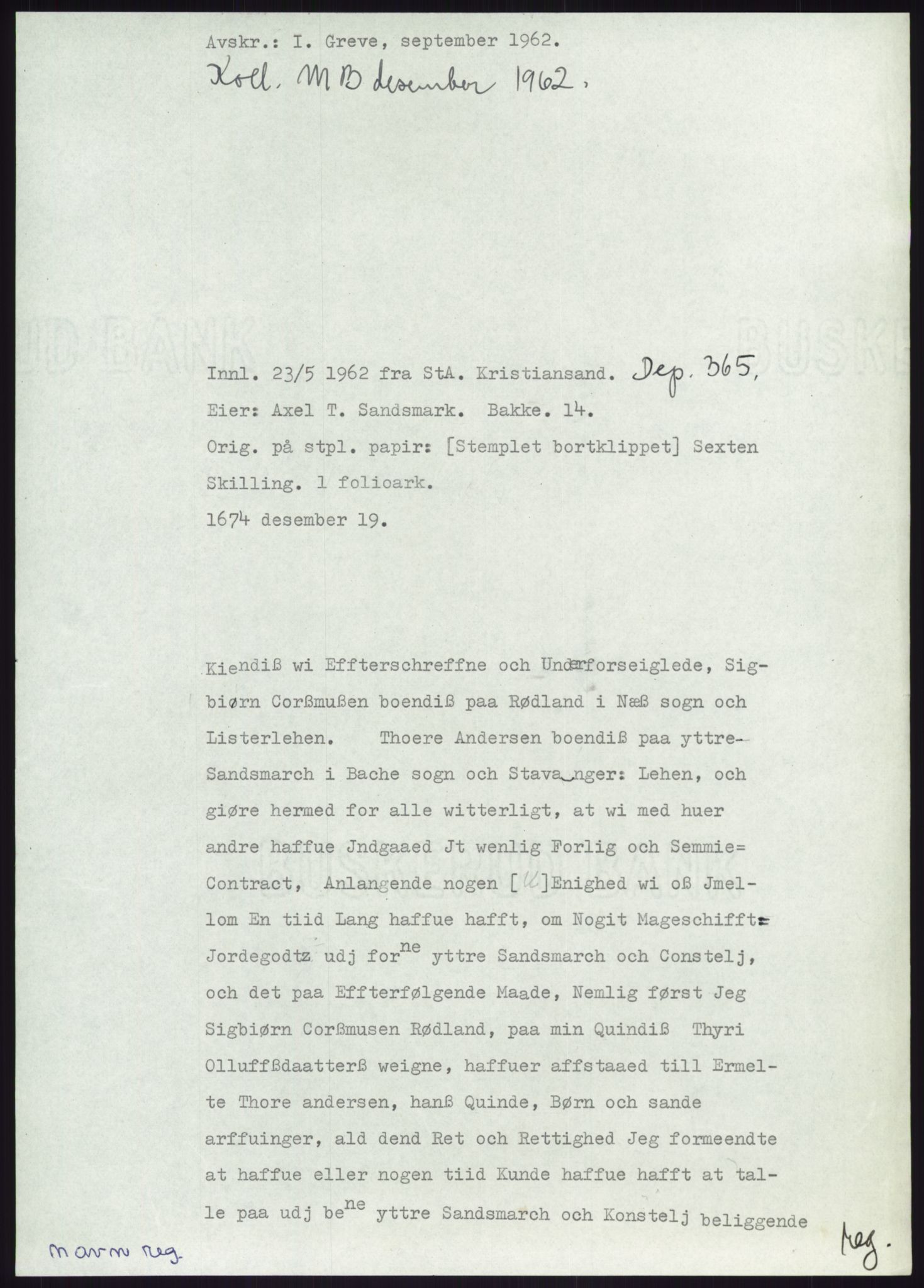 Samlinger til kildeutgivelse, Diplomavskriftsamlingen, RA/EA-4053/H/Ha, s. 2713