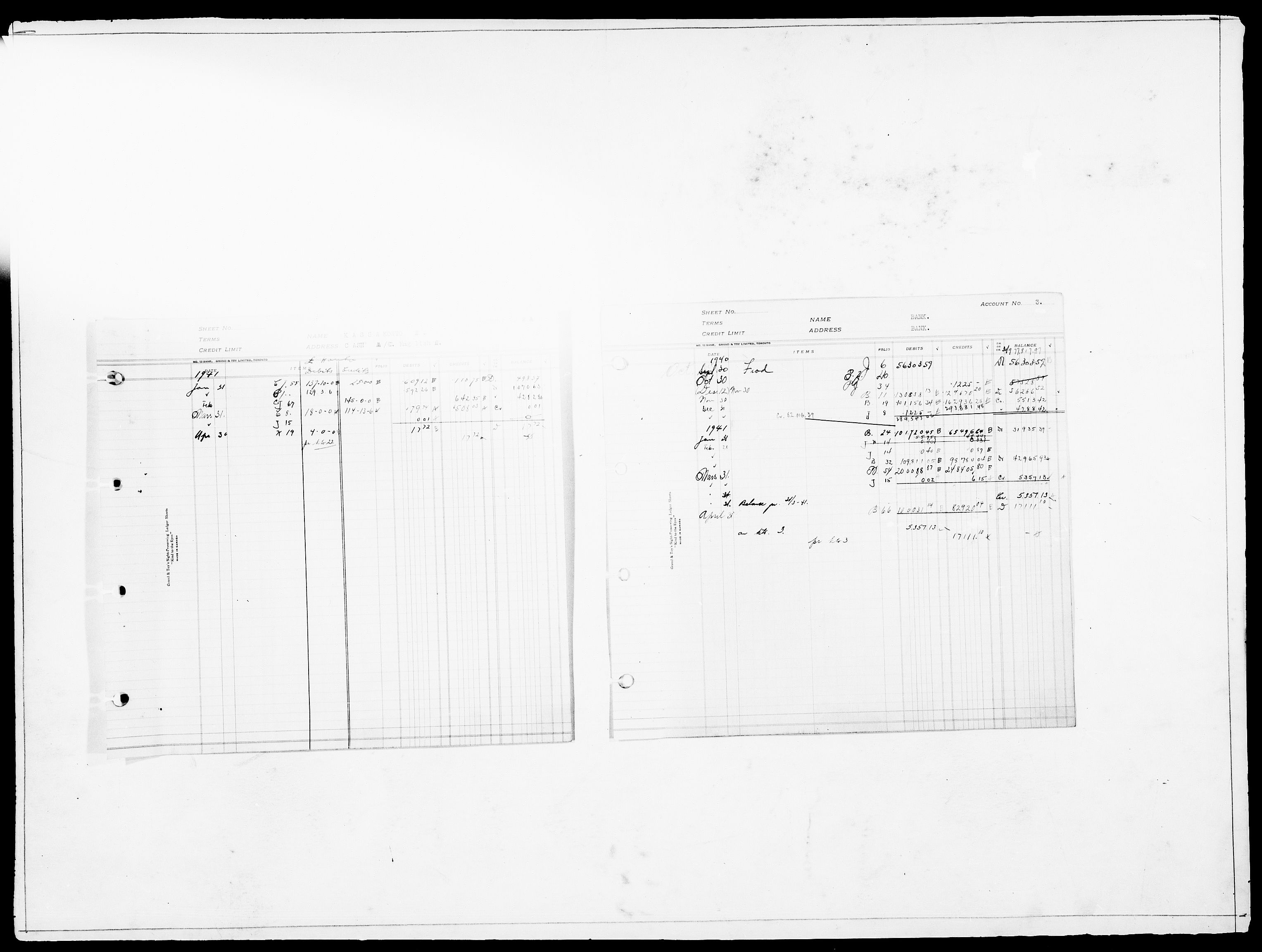 Forsvaret, Flyvåpnenes treningsleir 1940-1945, AV/RA-RAFA-3974/V/L0012: Regnskaper.  Se "Index" for detaljert oversikt over innholdet., 1940-1945