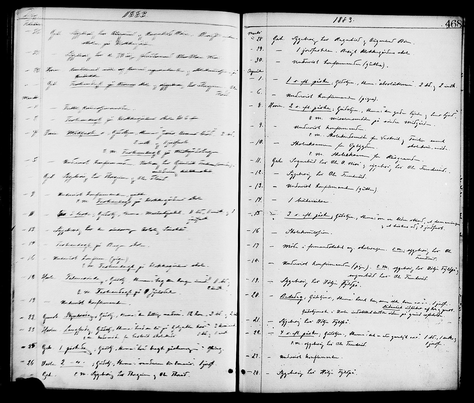 Gransherad kirkebøker, AV/SAKO-A-267/F/Fa/L0004: Ministerialbok nr. I 4, 1871-1886, s. 468